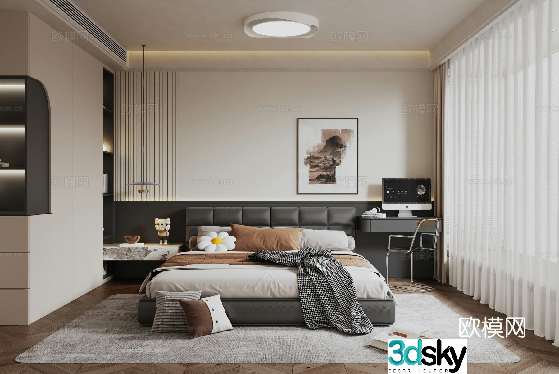 Modern Italian style bedroom 3d model