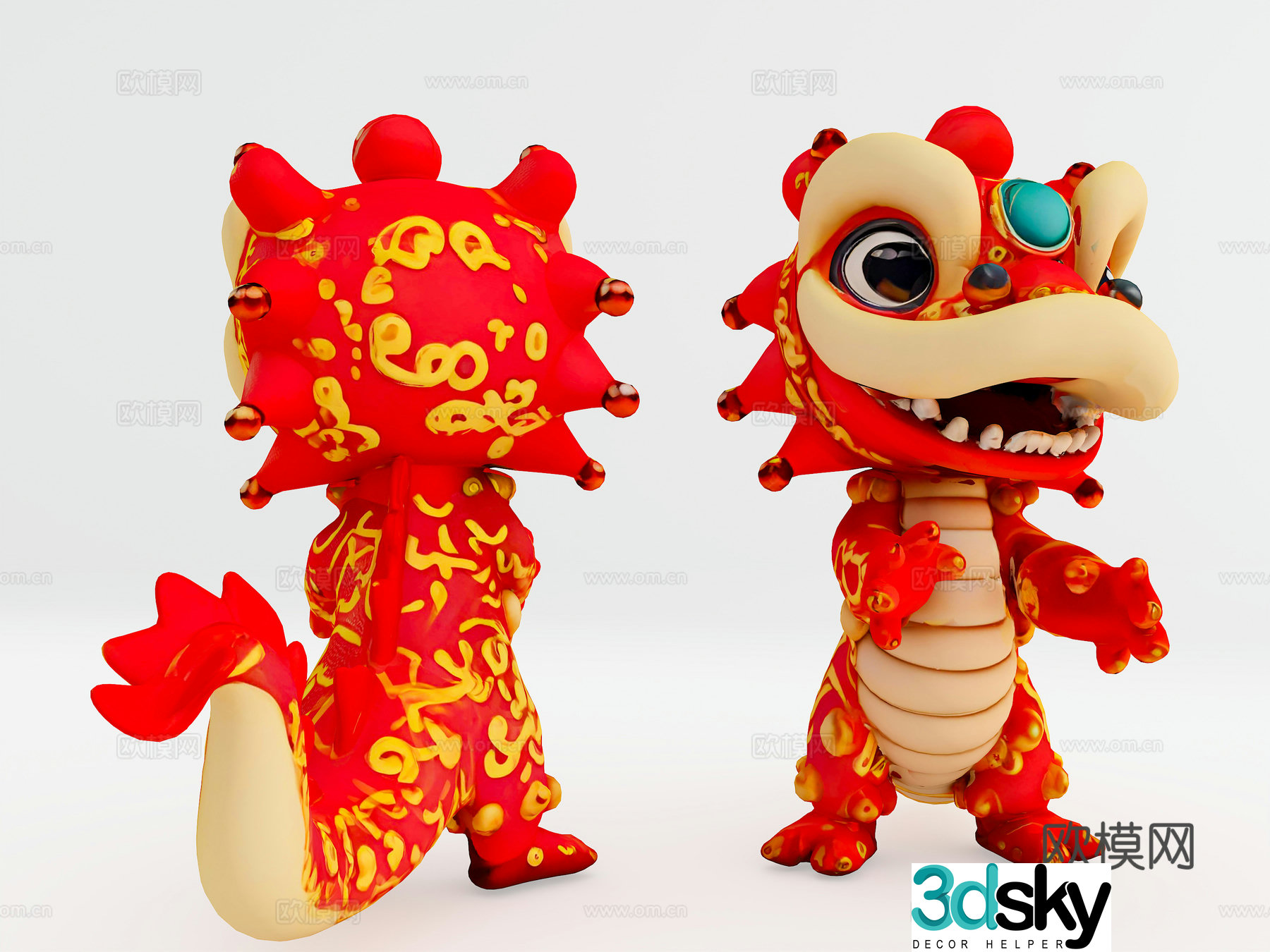 Lion dance mascot Year of the Snake Mascot National Trend Beauty Chen Mascot Figure 3D Model
