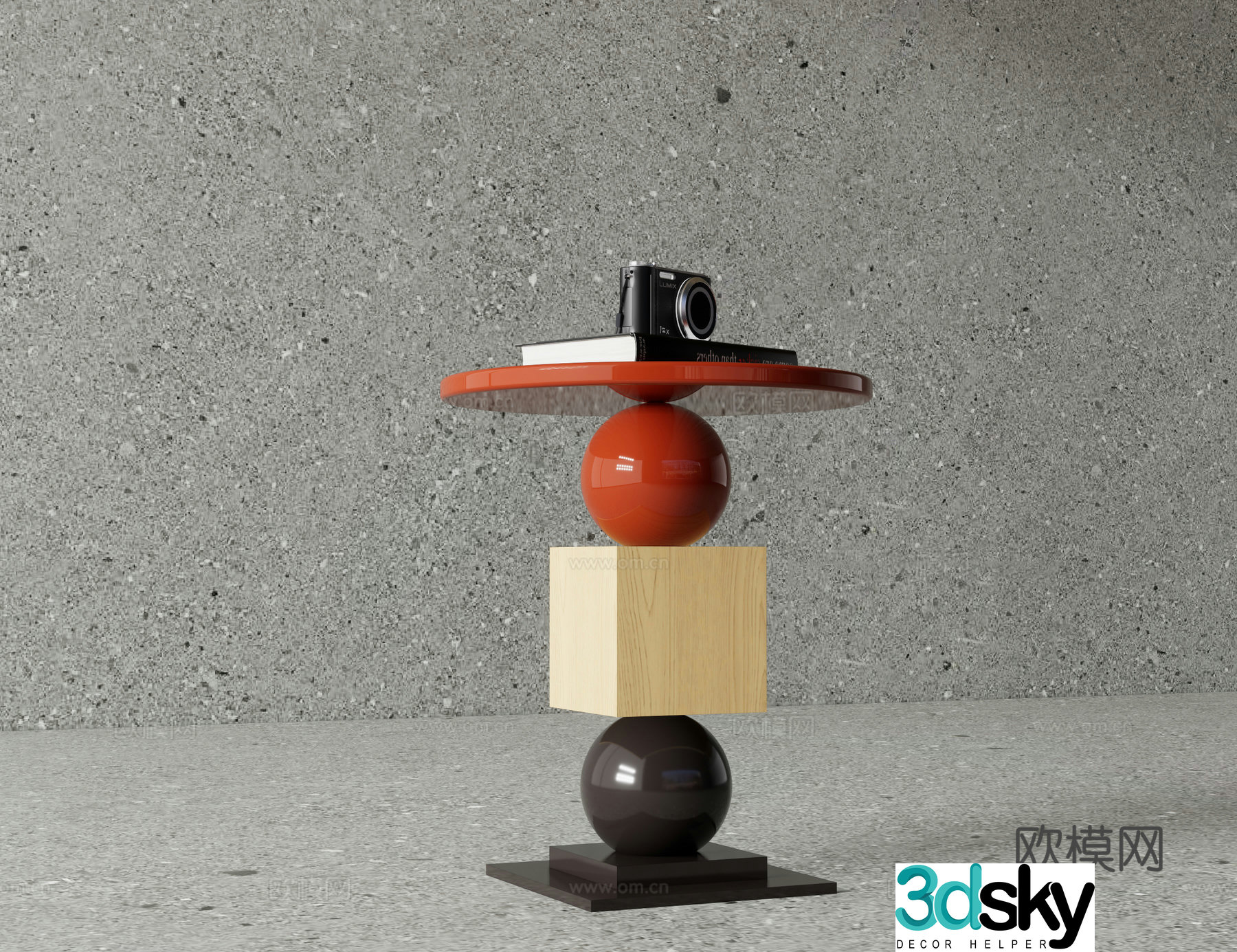 Modern side table circular side table 3D model