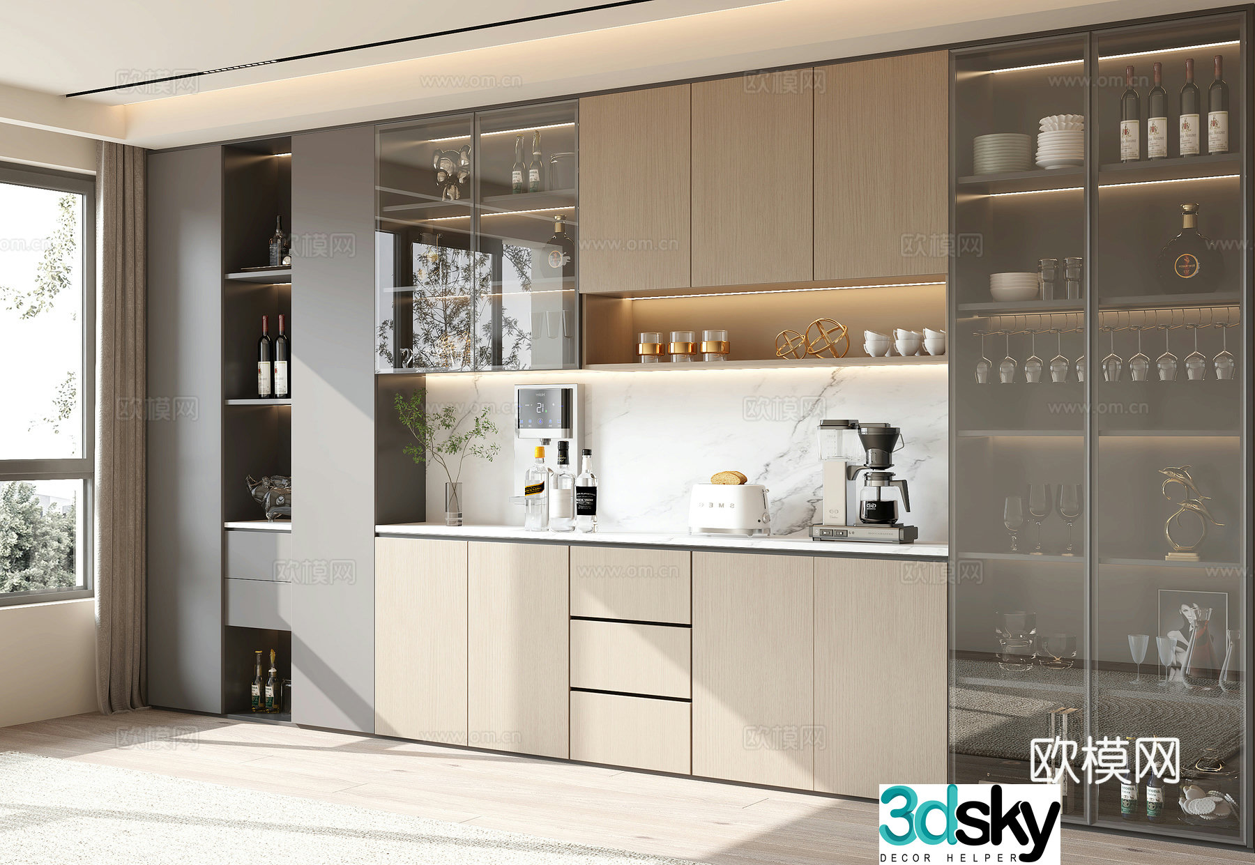 Modern wine cabinet 3d model