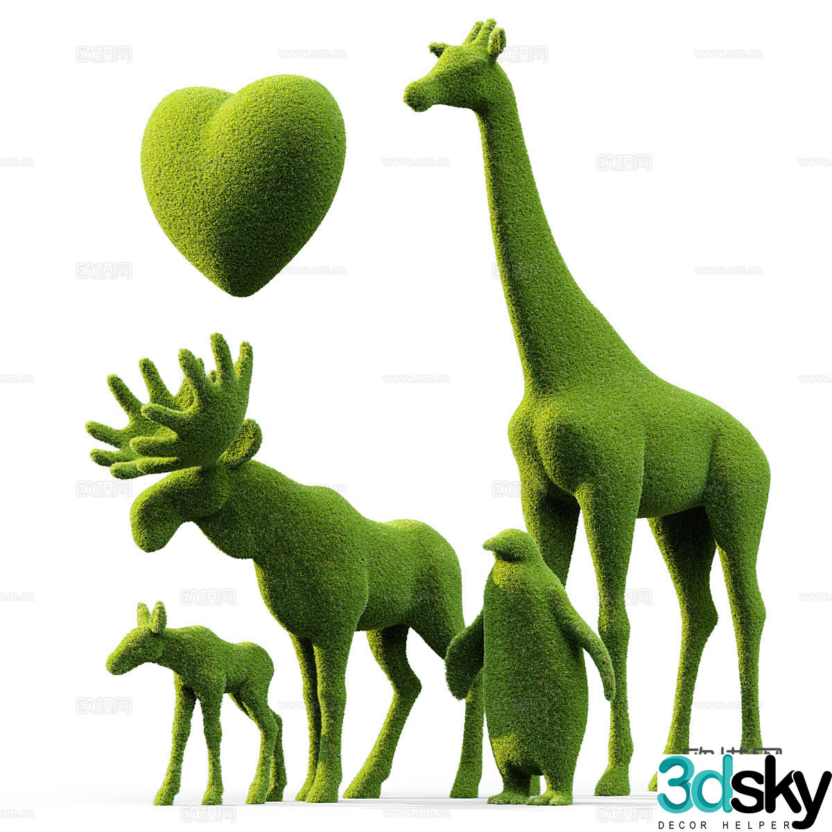 Giraffe shrub animal shrub 3d model
