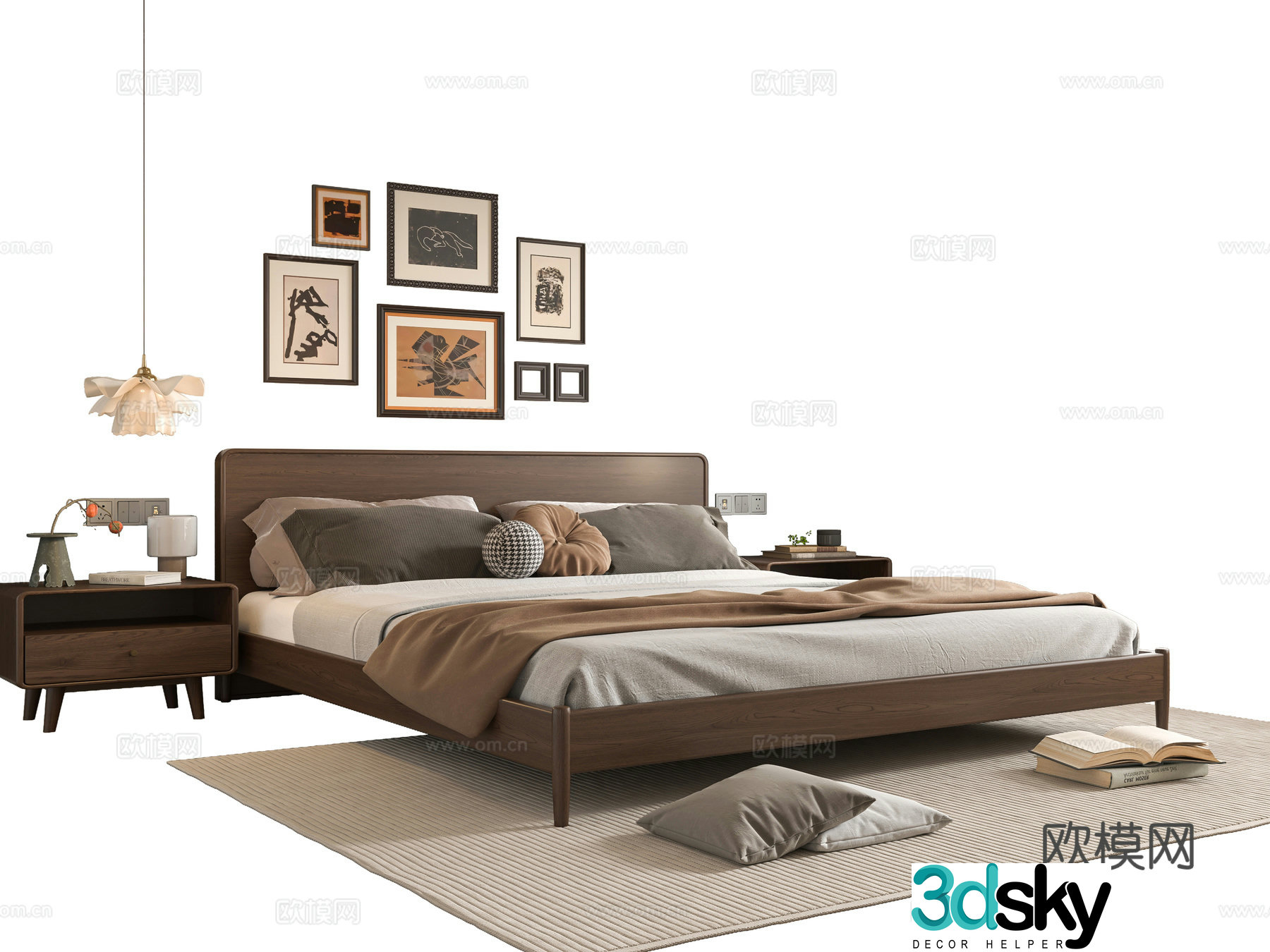 Middle-aged double bed 3D model