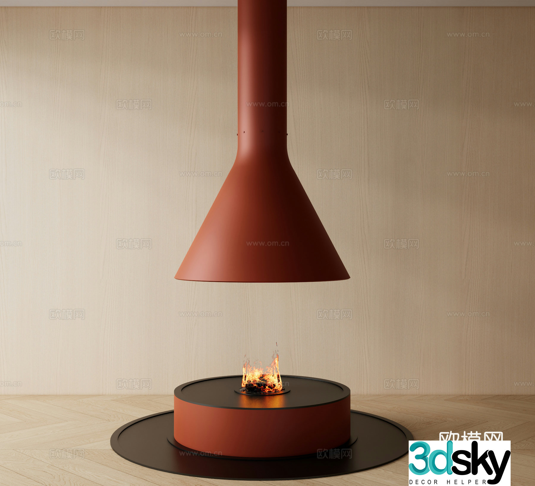 Round fireplace Metal fireplace 3d model