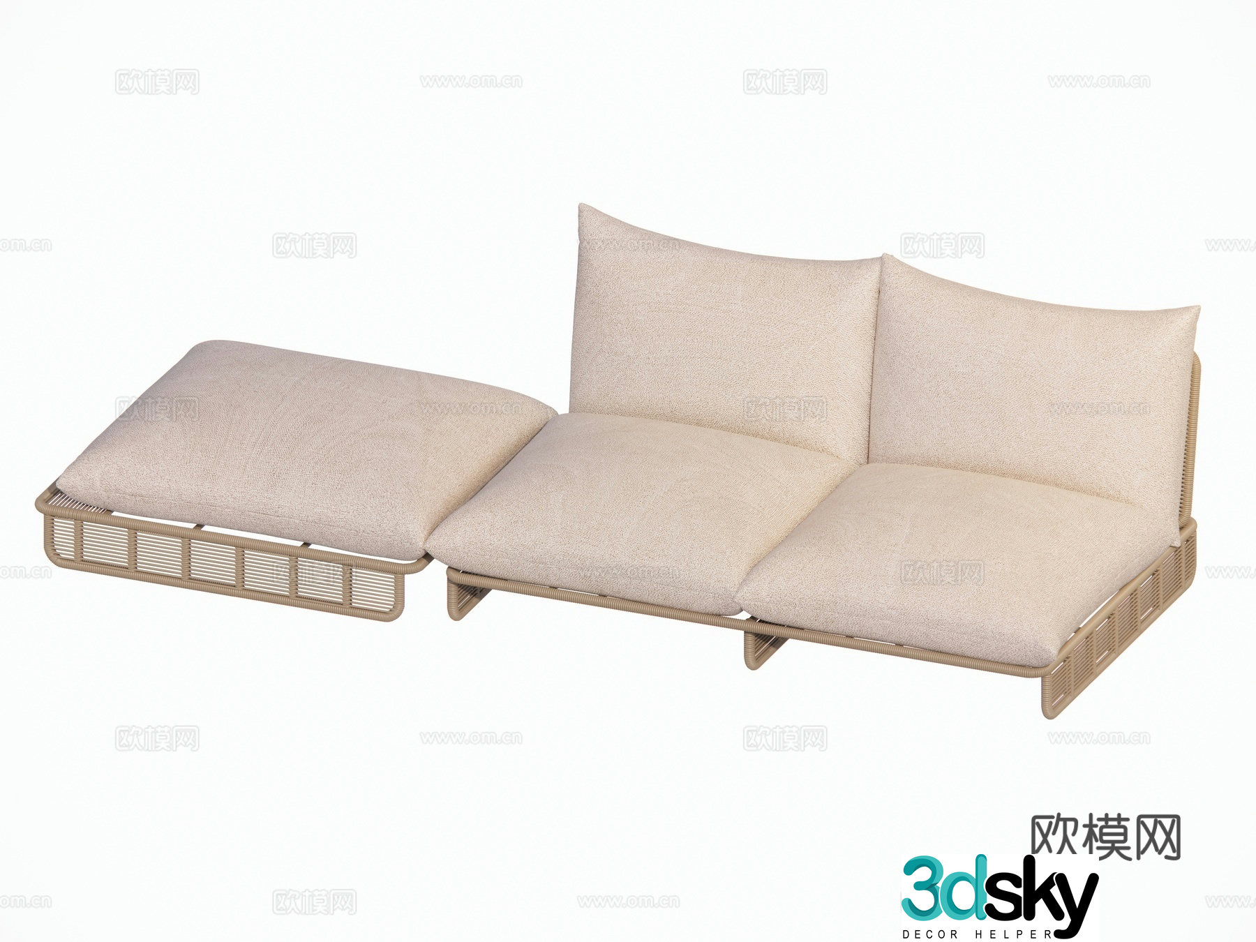 Modern outdoor courtyard garden sofa combination sofa multi-person sofa row sofa side pedal group 3D model