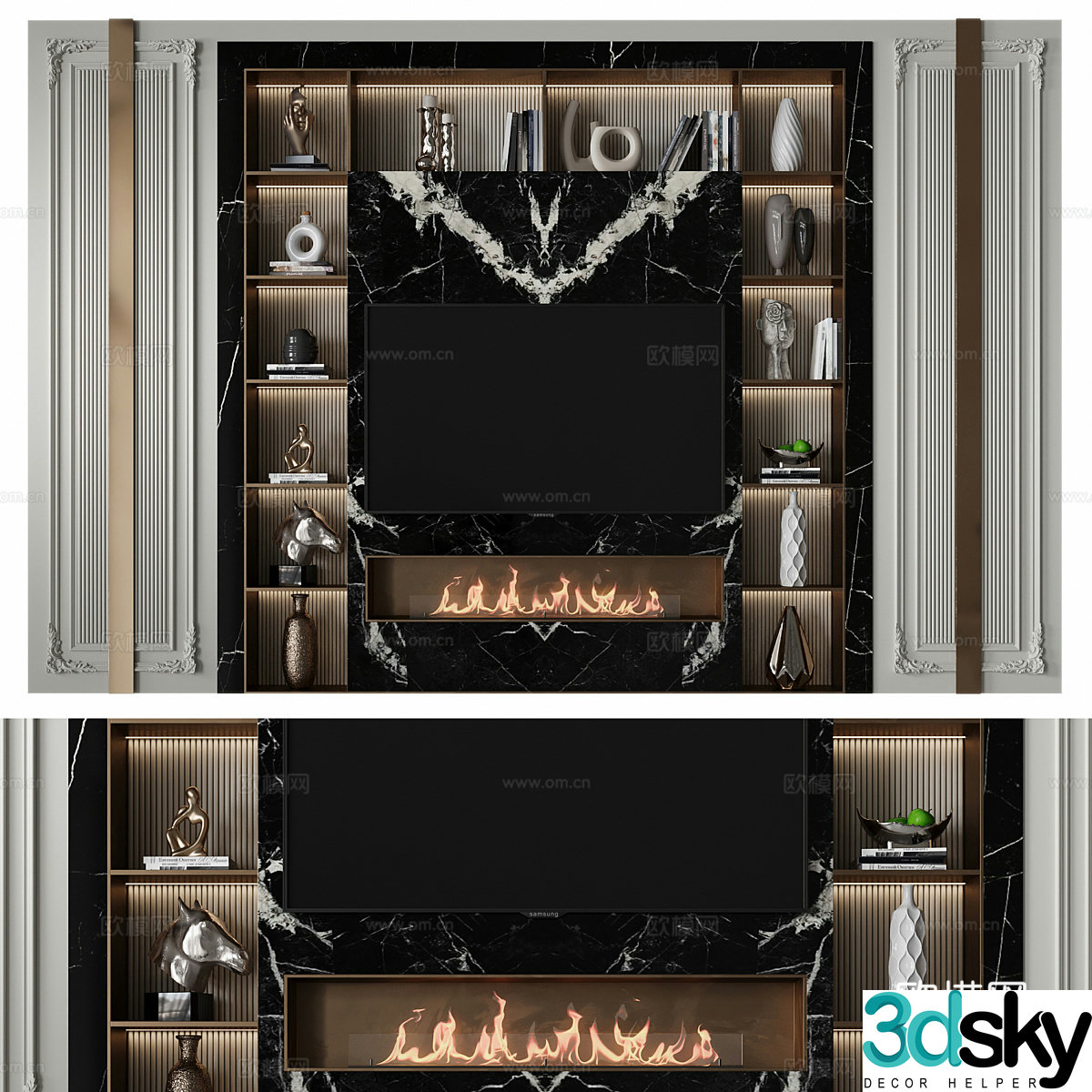 Modern light luxury TV background wall 3d model