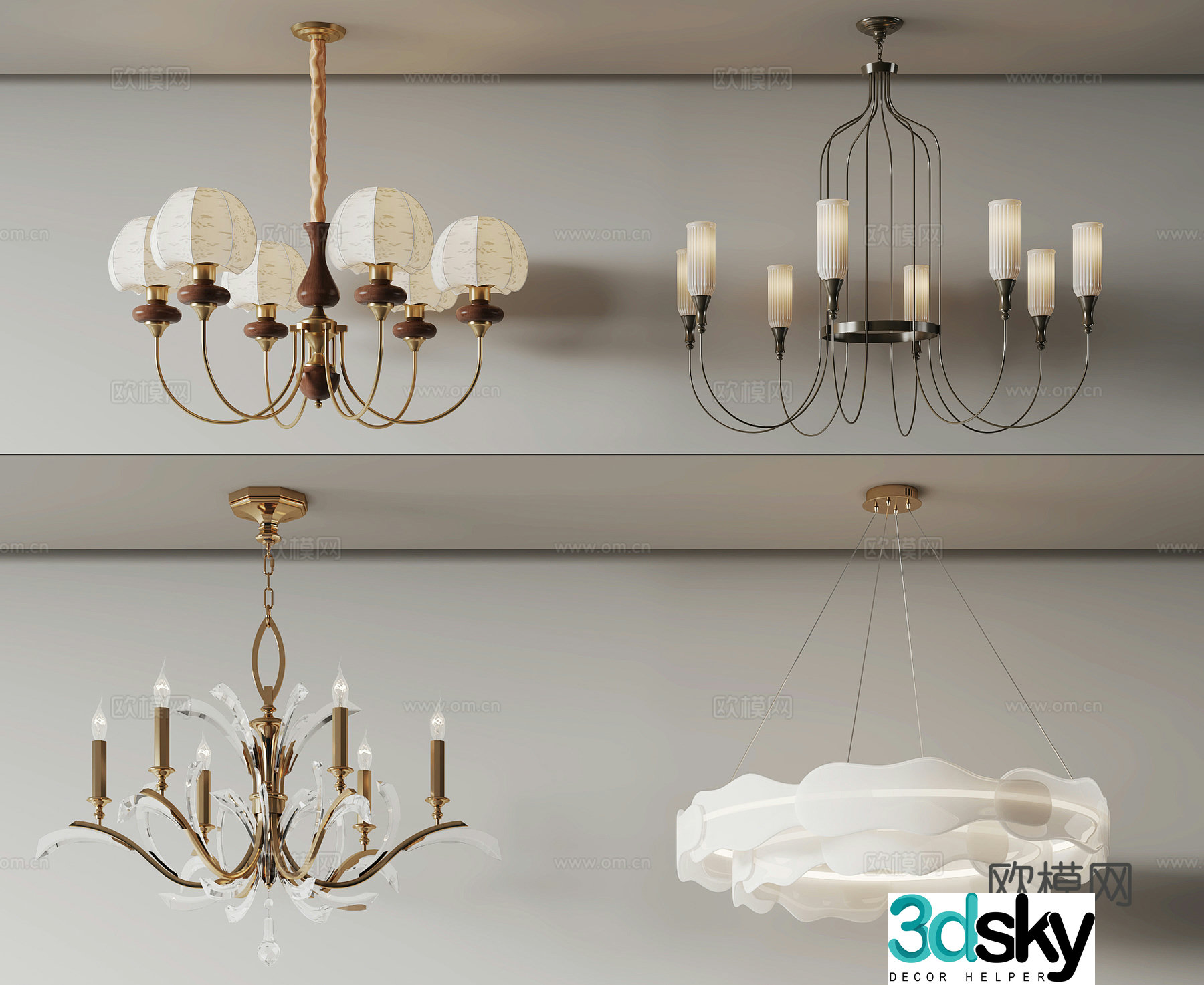 Simple European chandelier 3d model