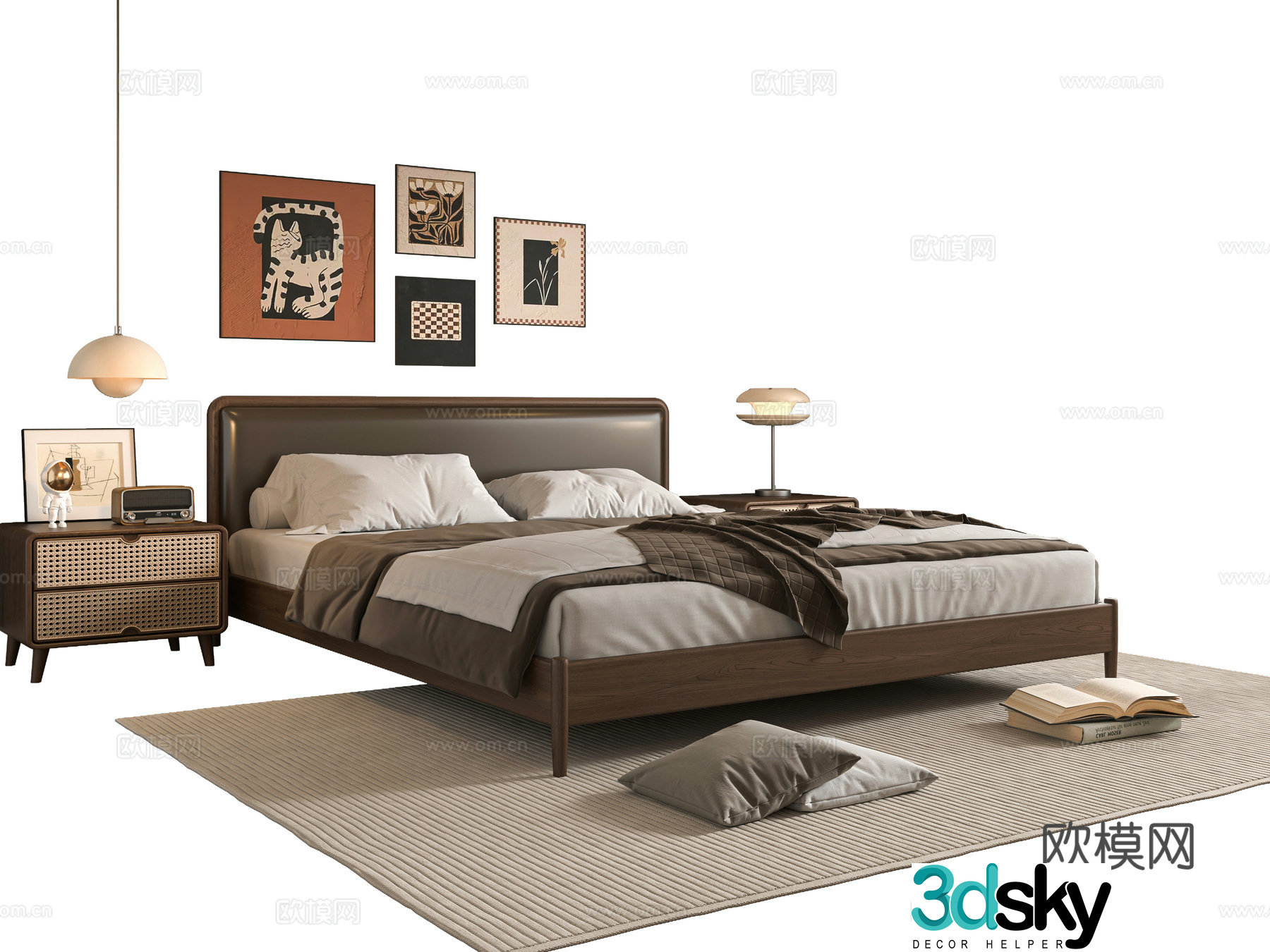 Middle-aged double bed 3D model