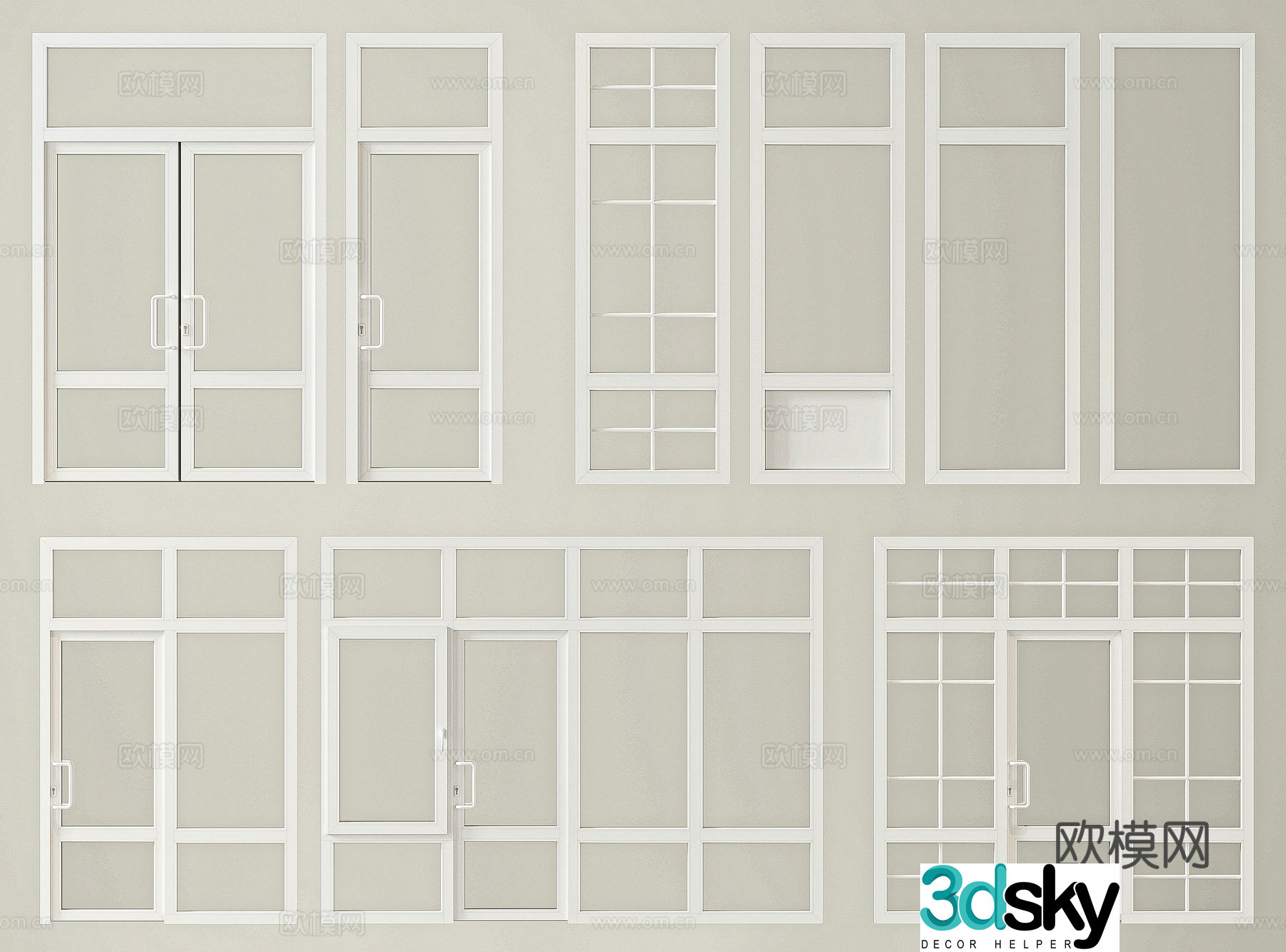 Modern doors and windows 3d model