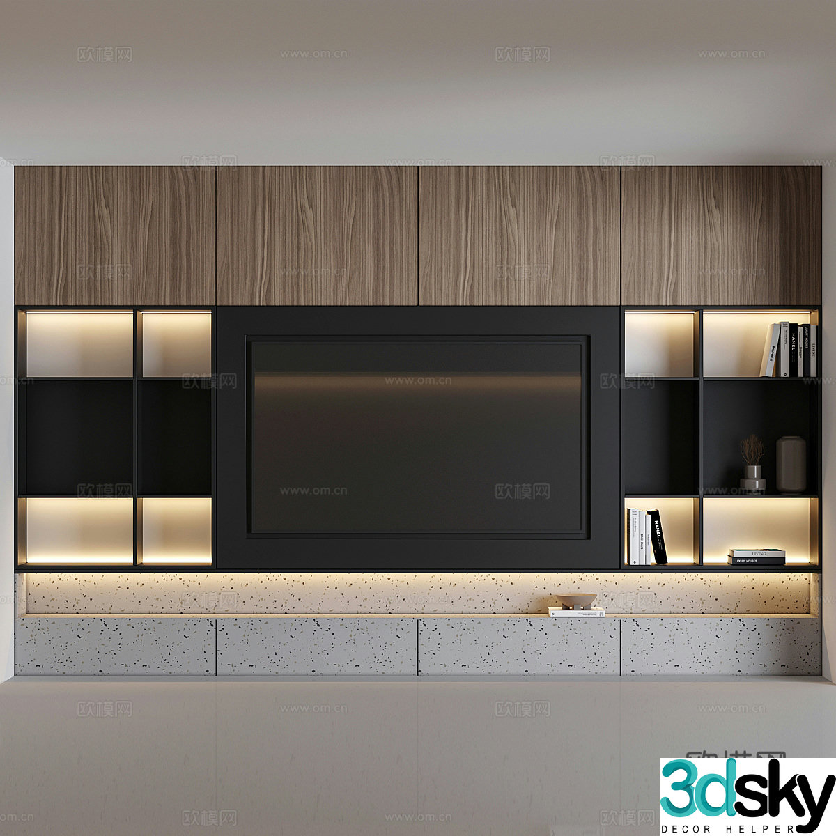 Modern minimalist TV background wall 3d model