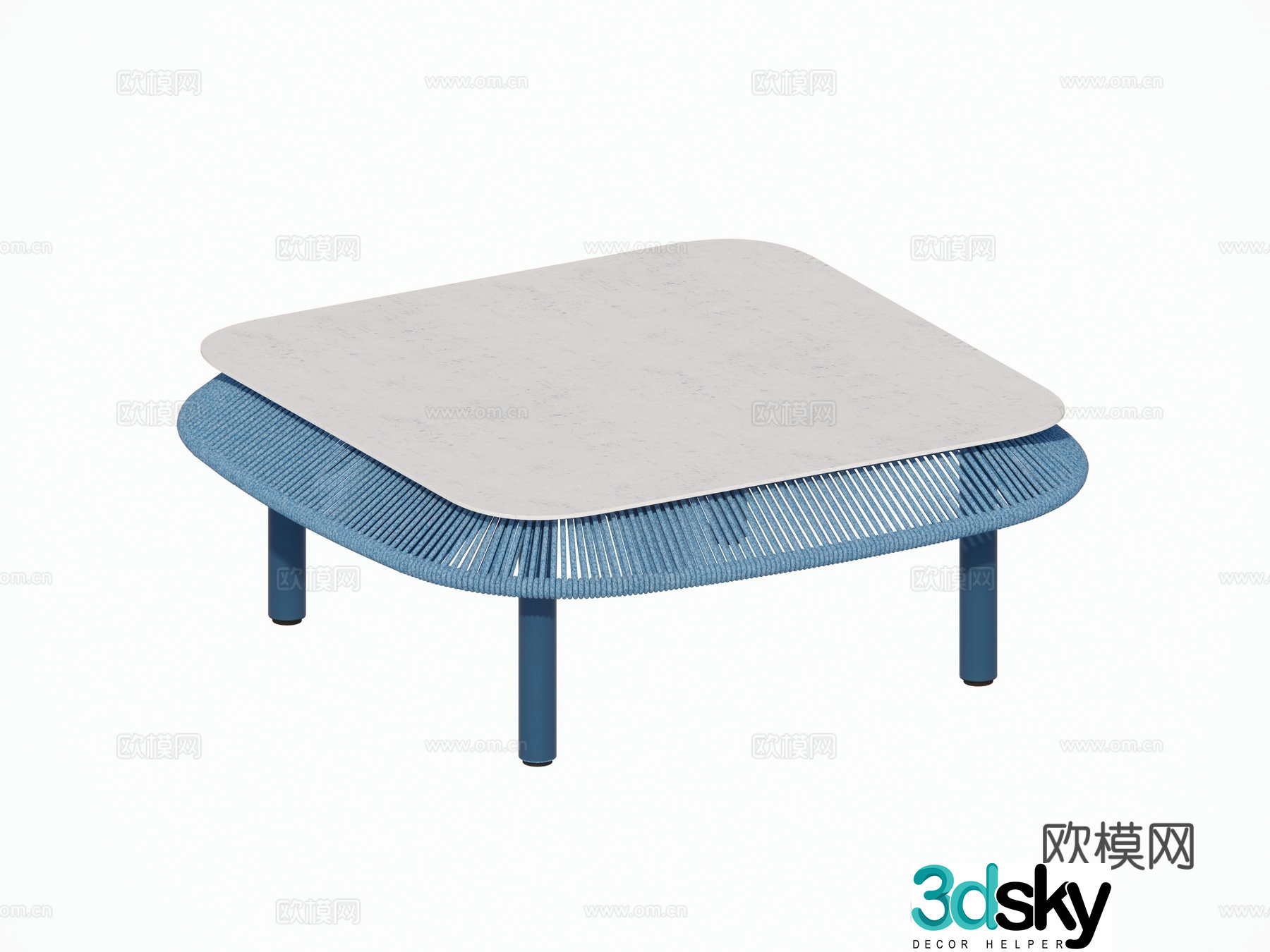 Modern outdoor courtyard garden coffee table elliptical machine marble stone slab coffee table combination 3D model