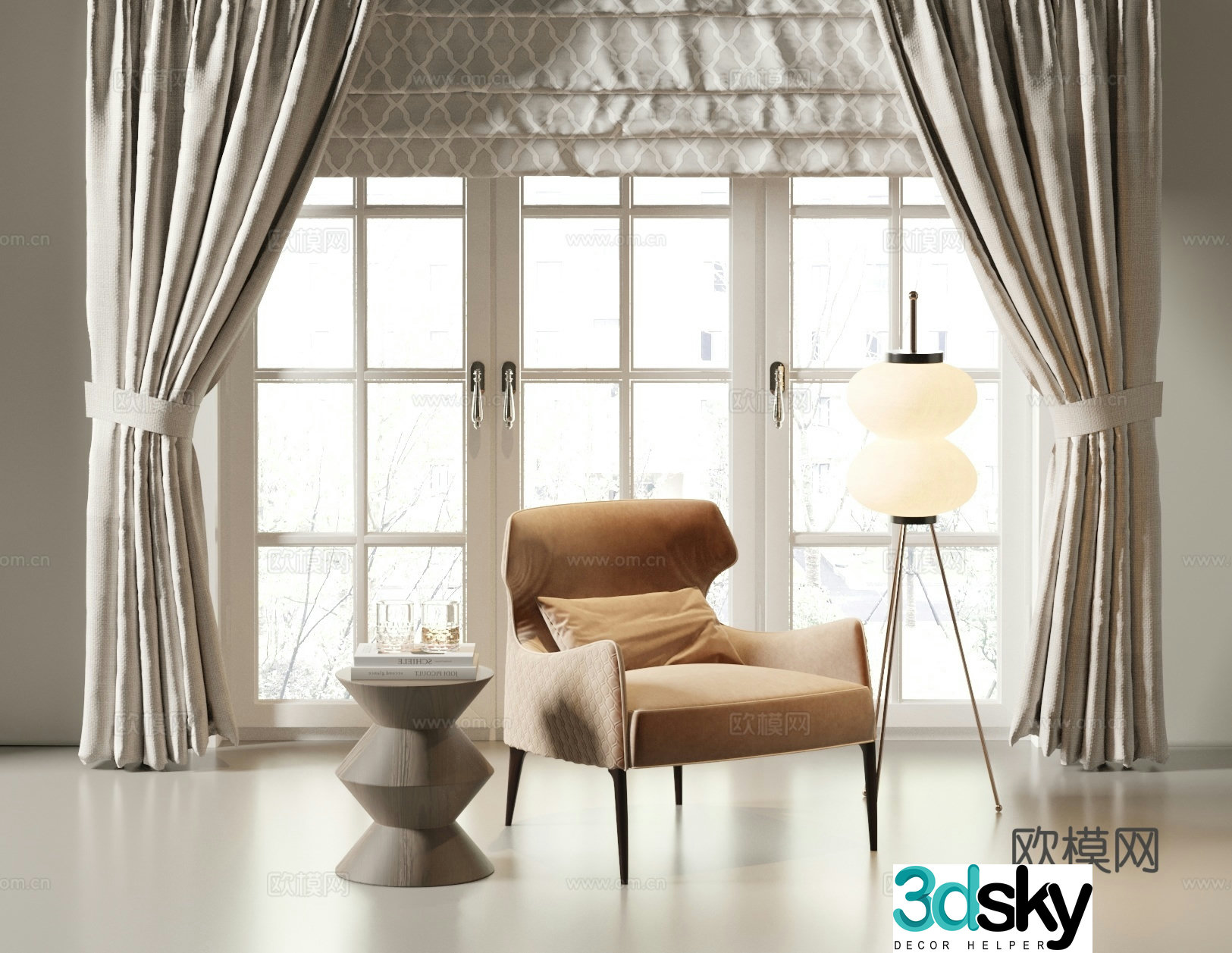 Modern single chair casual chair 3d model