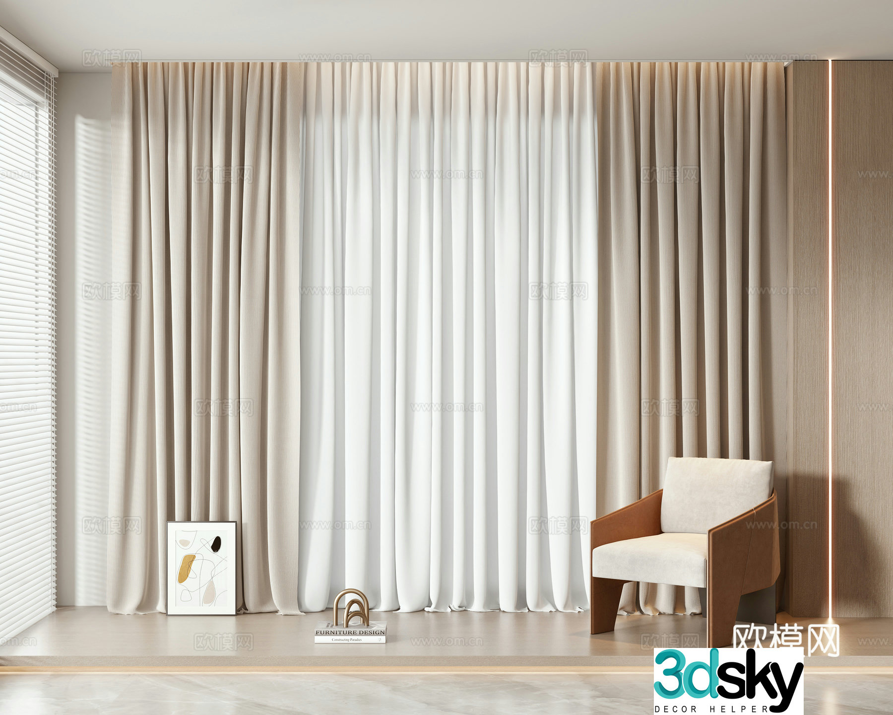 Modern curtain 3d model