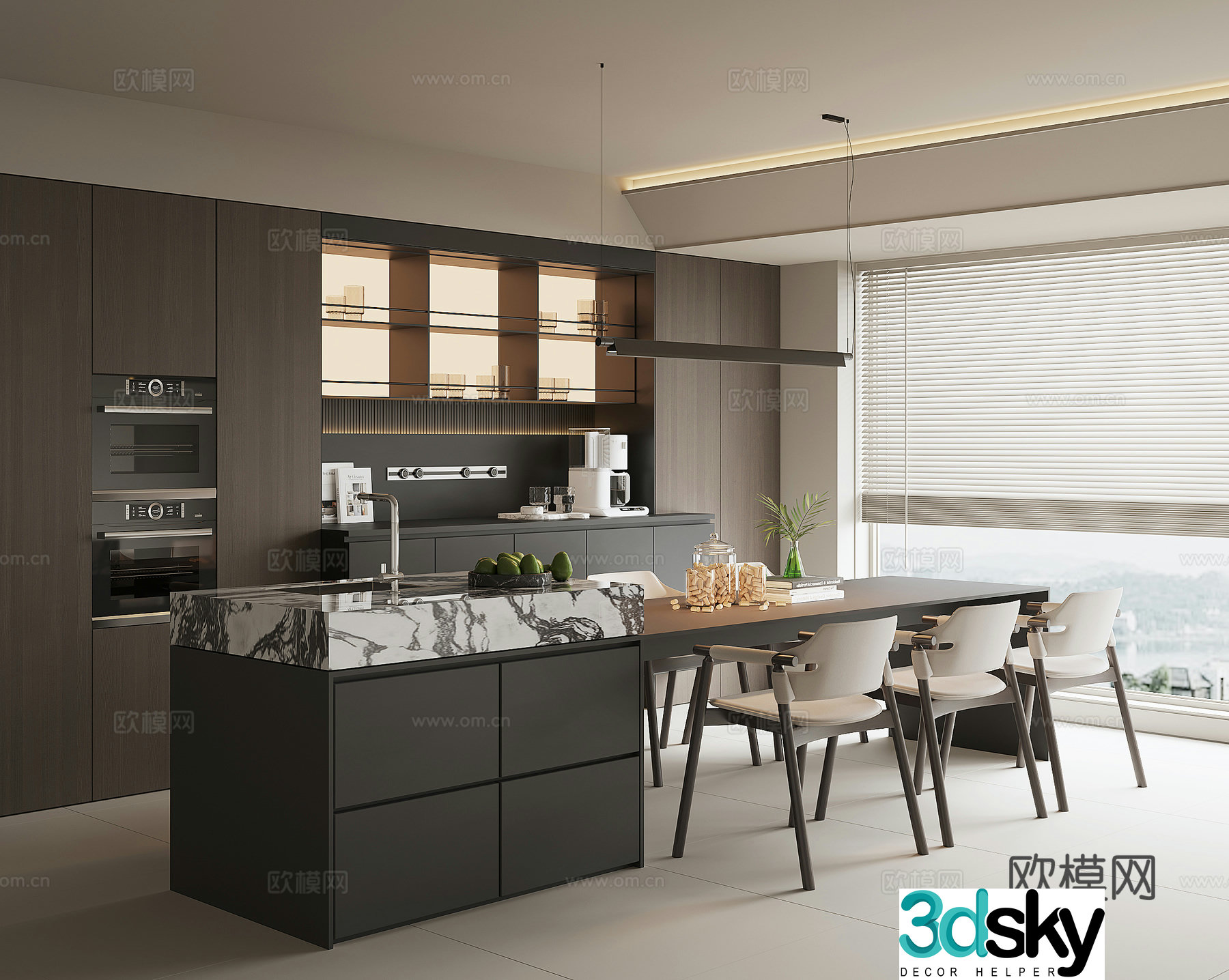 Modern home restaurant 3d model