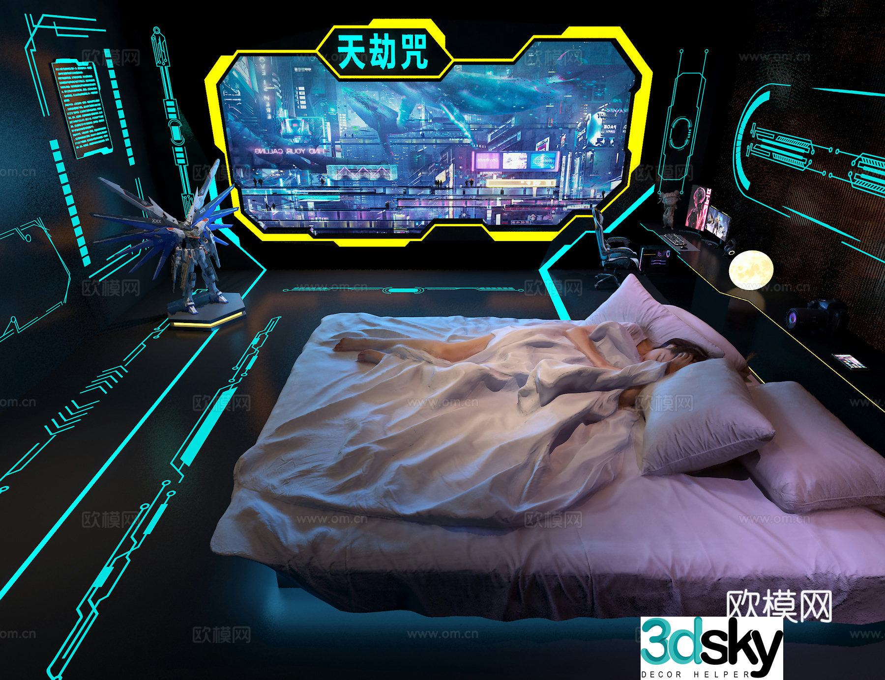 Cyberpunk bedroom 3d model