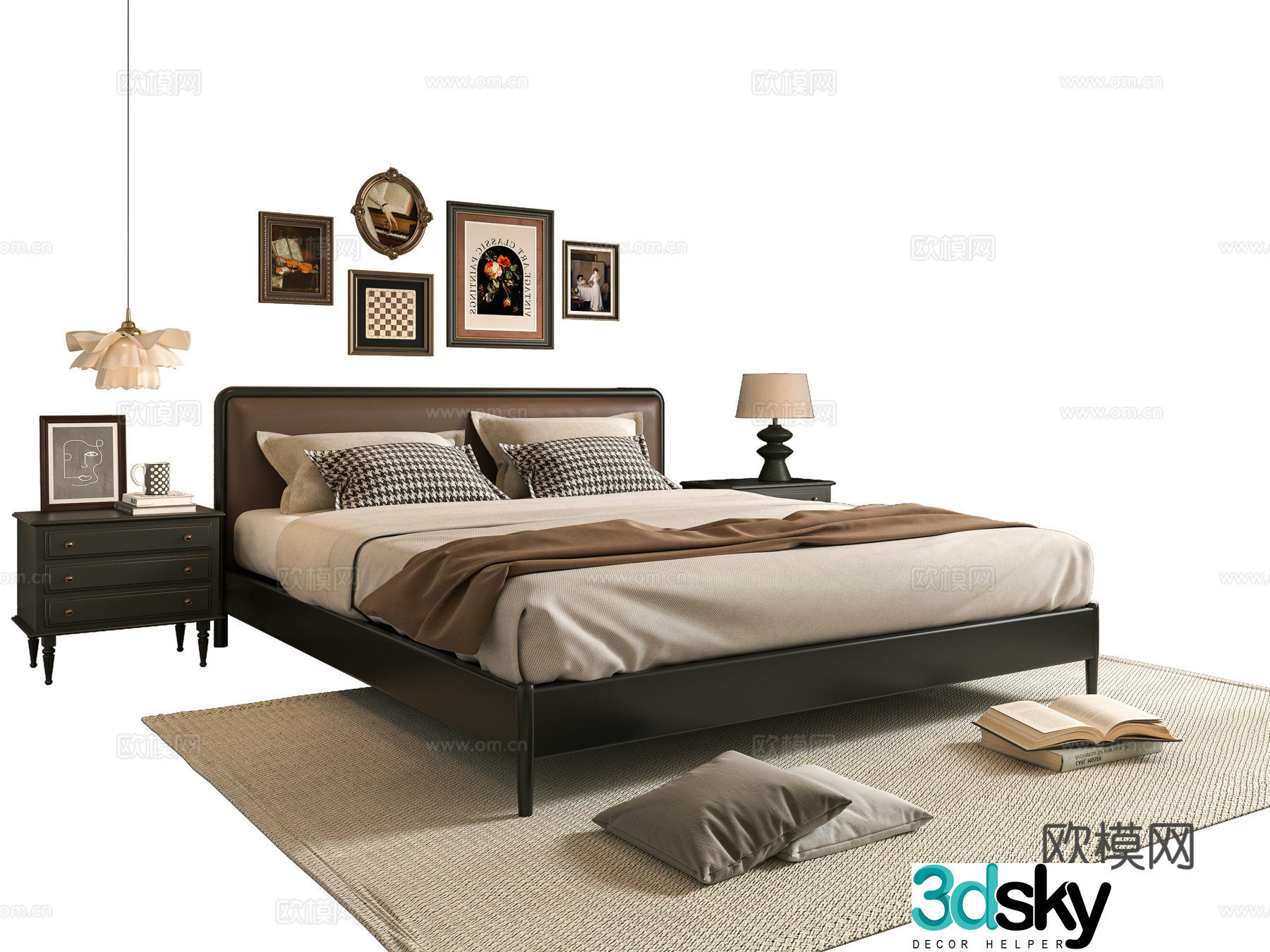 Middle-aged double bed 3D model