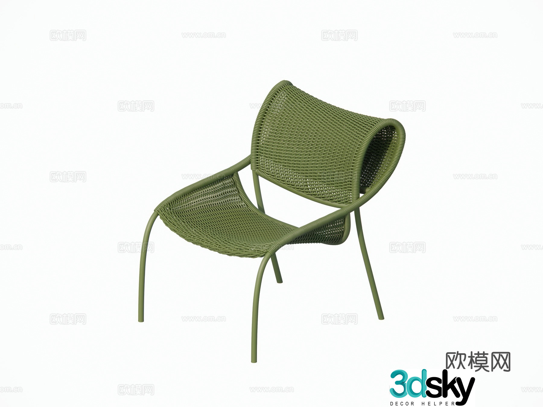 Modern outdoor courtyard garden leisure chair Single chair Rattan chair Metal chair combination 3D model
