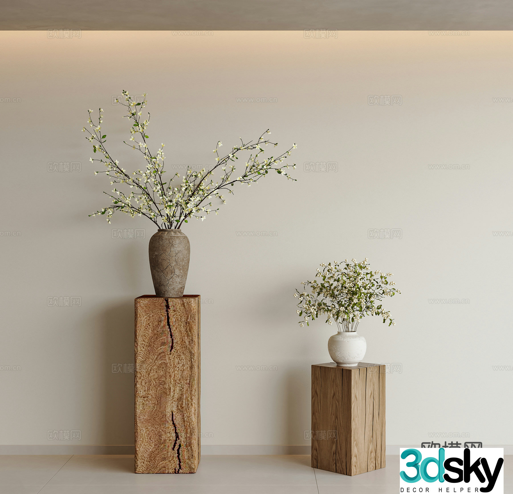 Green plant potted plants medieval style green plant ornaments Wasabi style green plant ornaments solid wood pier green plant ornaments 3D model