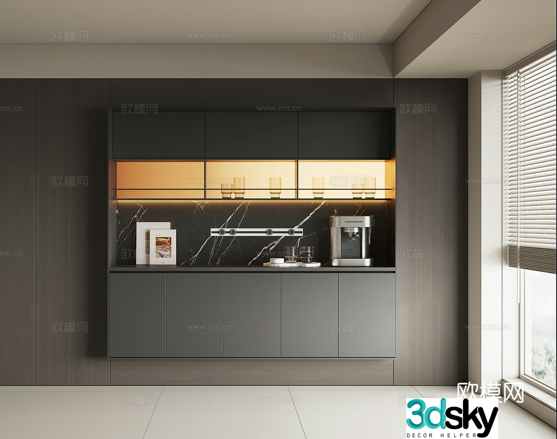 Modern wine cabinet sideboard 3D model