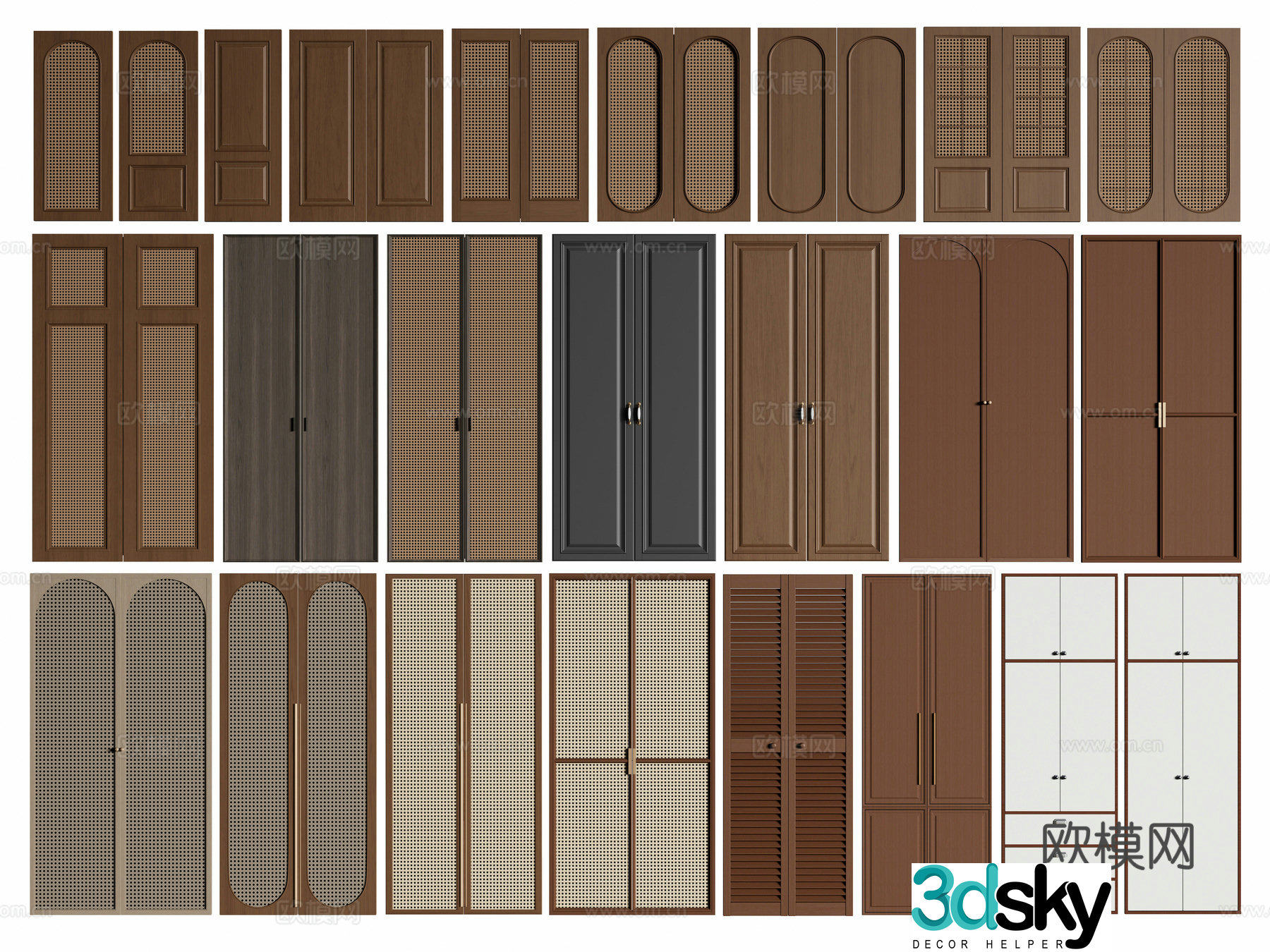 Middle Ages wasaki wind cabinet door Middle Ages wardrobe door panel Wall panel Rattan cabinet door 3D model