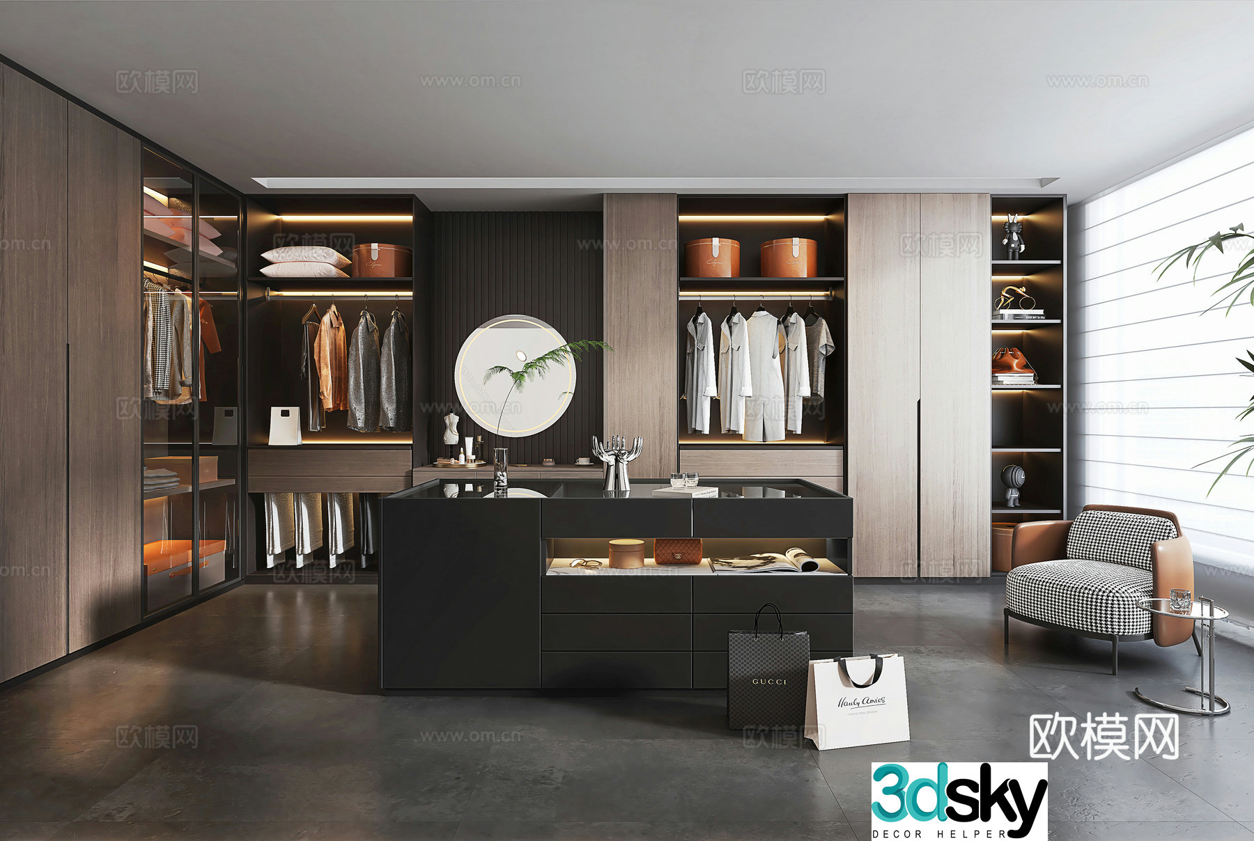 Italian light luxury cloakroom Clothing Bag Dressing table Nakadao Jewelry Cabinet Jewelry Cabinet Shoes 3D Model