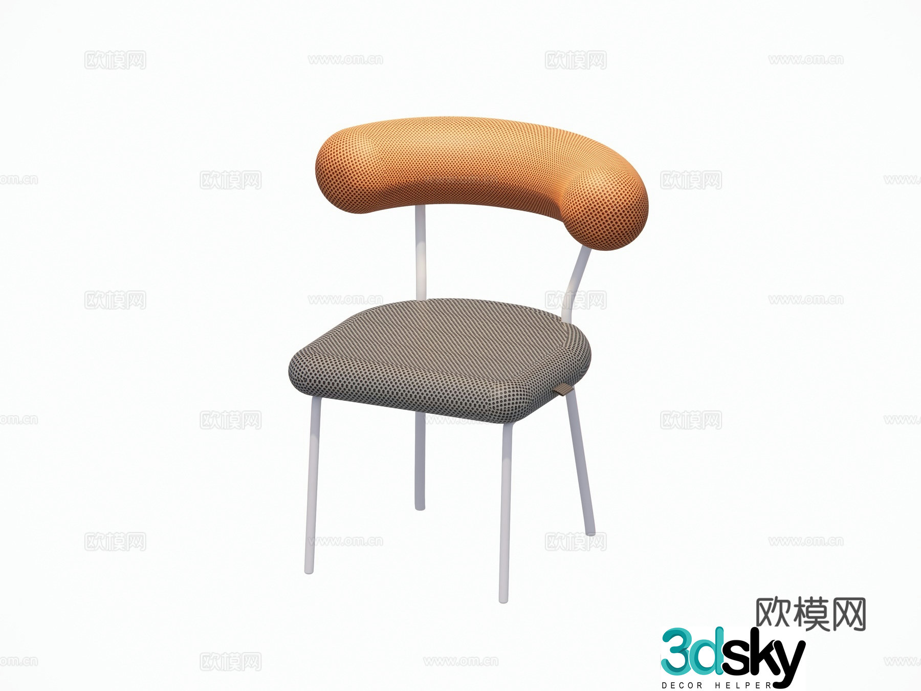 Modern French dining chair cloth chair metal chair single chair outdoor courtyard garden chair combination 3d model