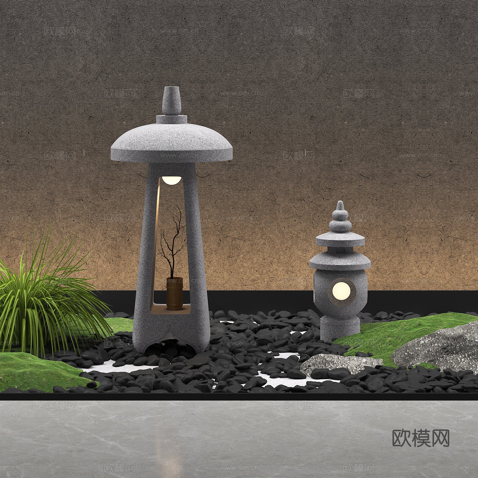 New Chinese style garden light 3D model