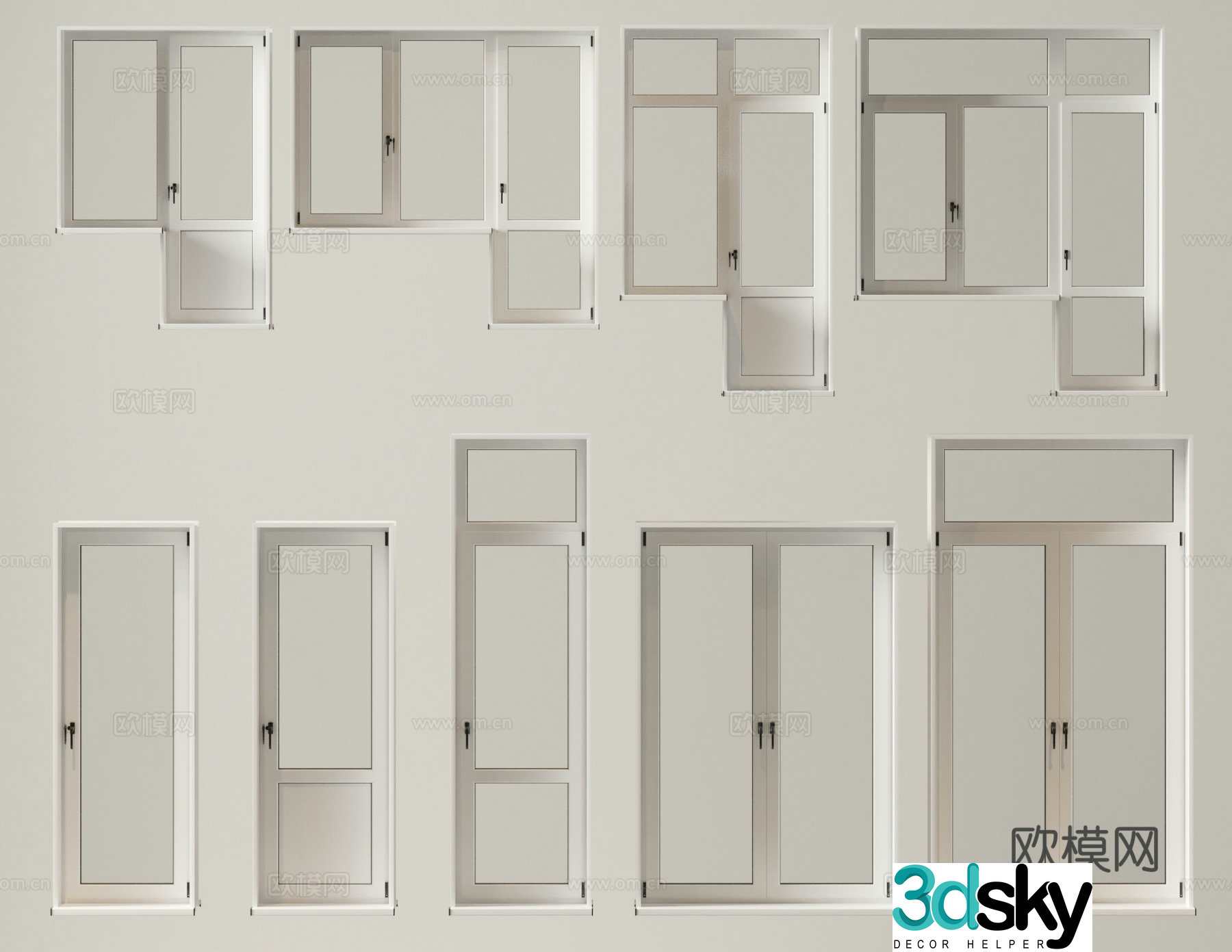 Modern windows Doors and windows 3d model