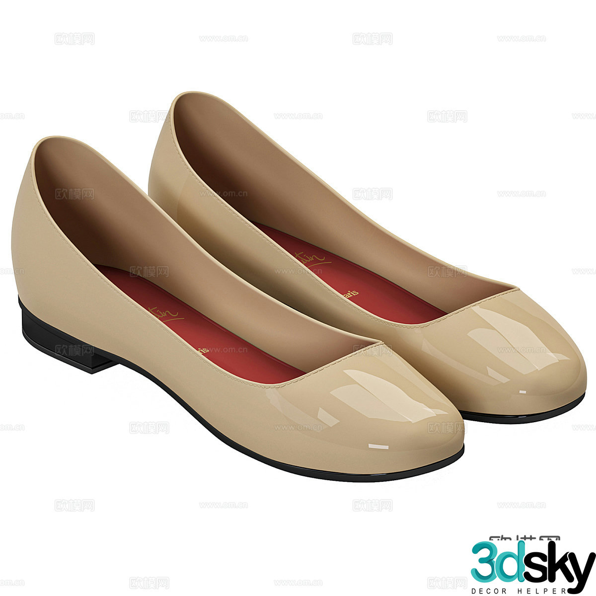 Women’s casual leather shoes 3d model