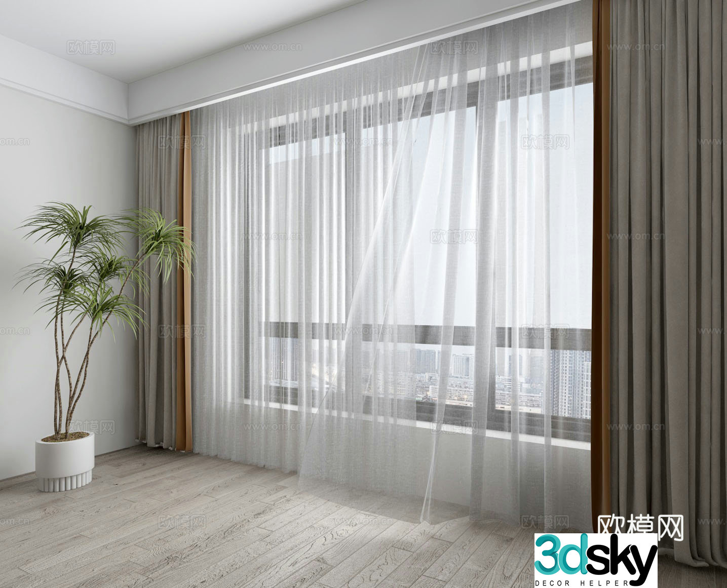 Modern curtain screen 3d model