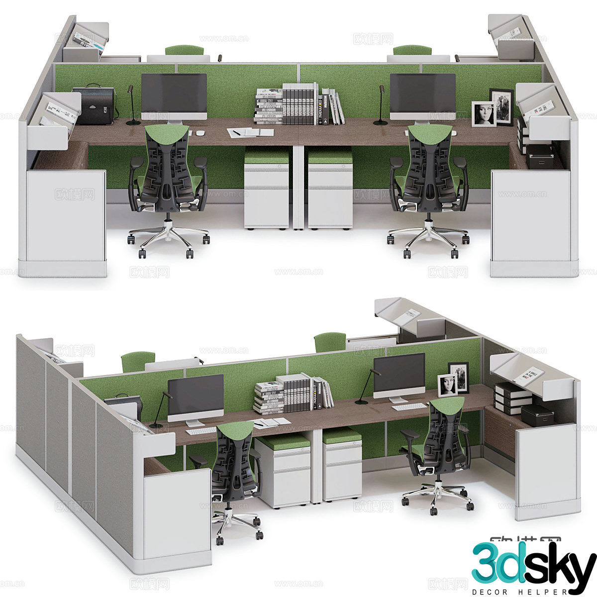 Multiple people office desk chair 3d model