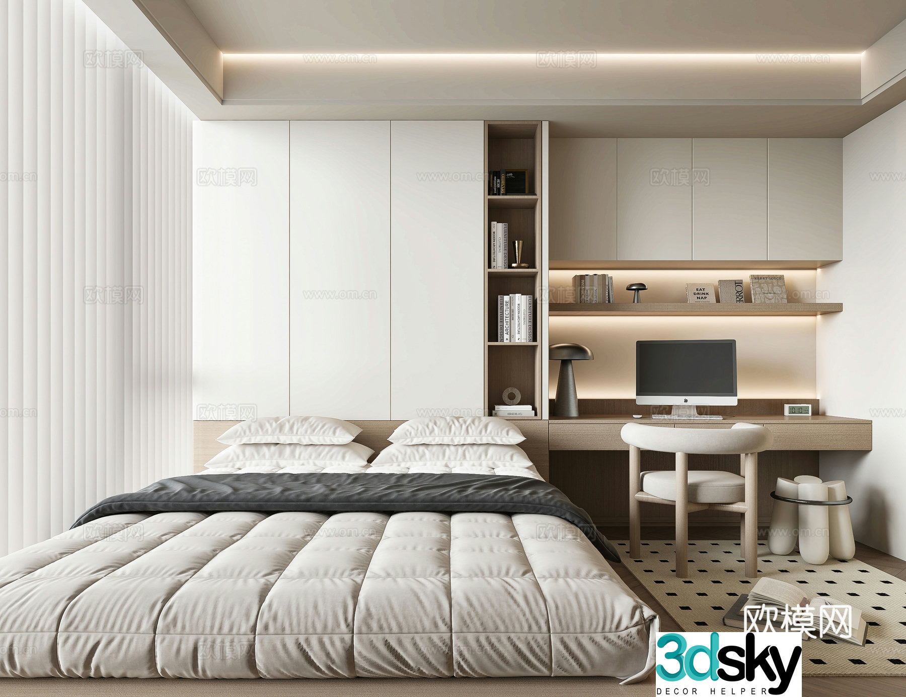 Modern tatami bedroom 3d model