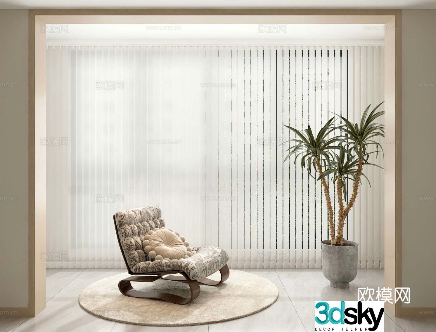 Modern balcony casual sofa dream curtain 3d model
