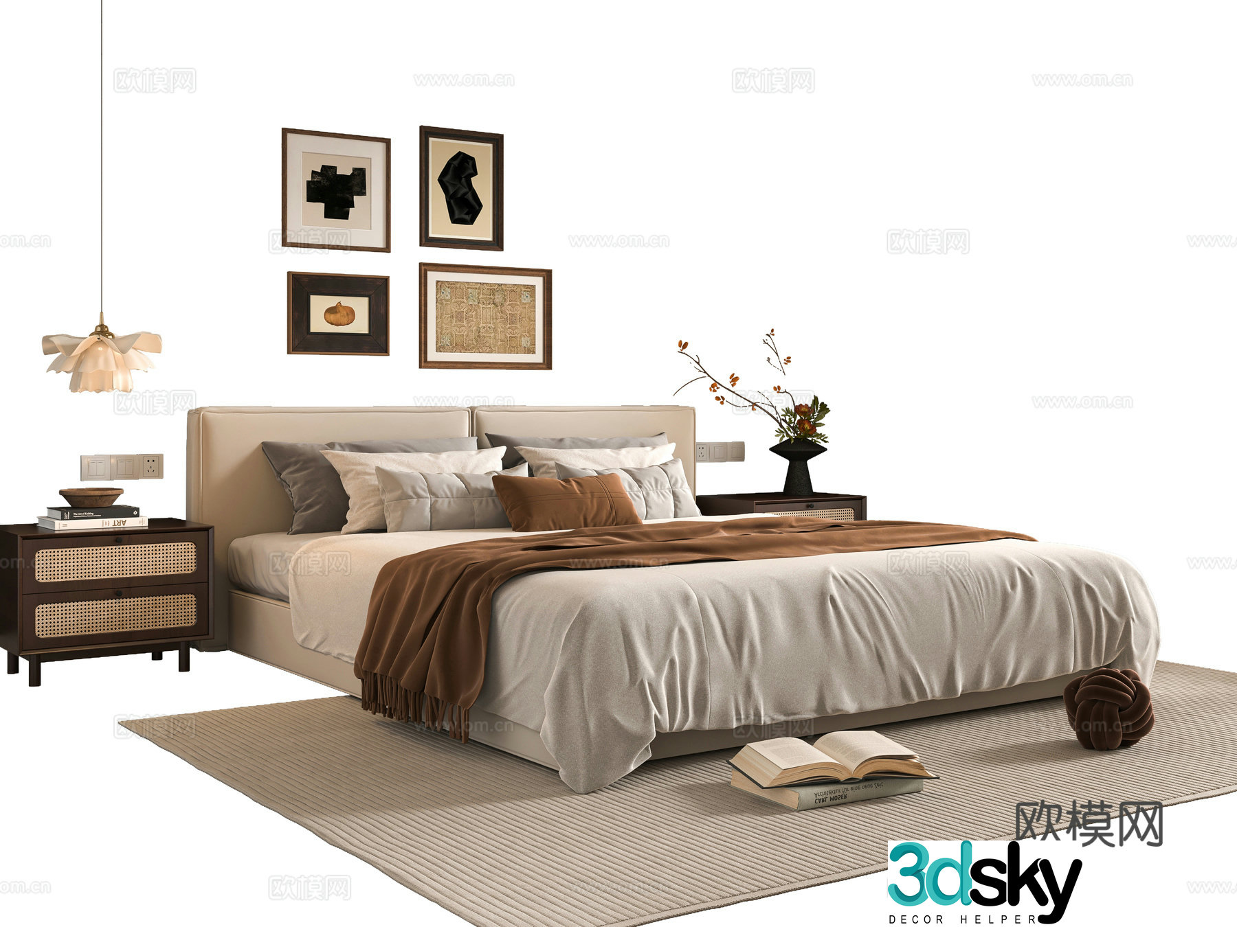Middle-aged double bed 3D model