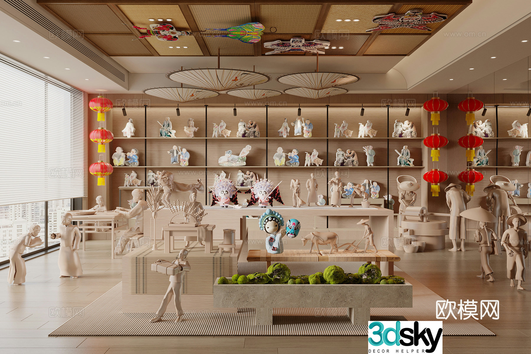 Chinese clay sculpture exhibition hall 3D model