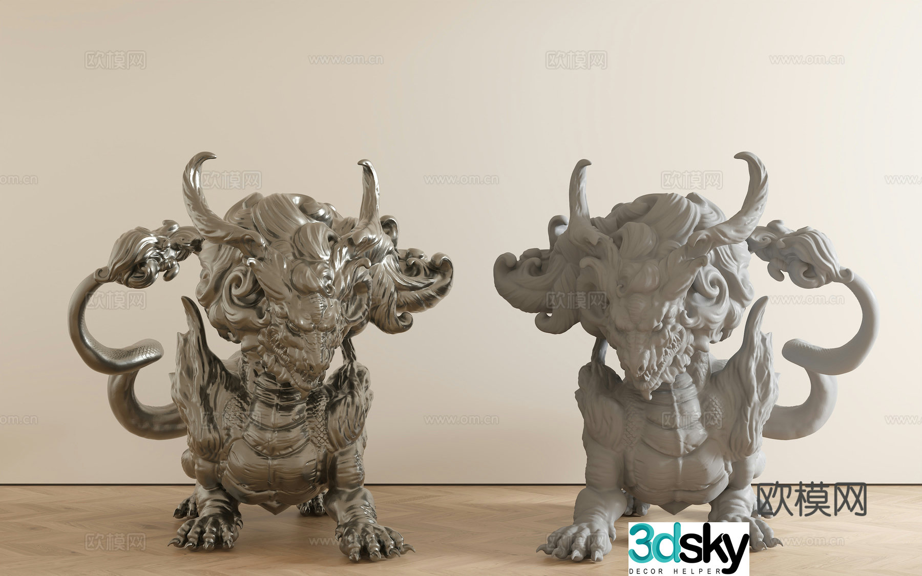 Chinese new Chinese sculpture Kirin stainless steel ornaments desktop ornaments stone ornaments 3D model