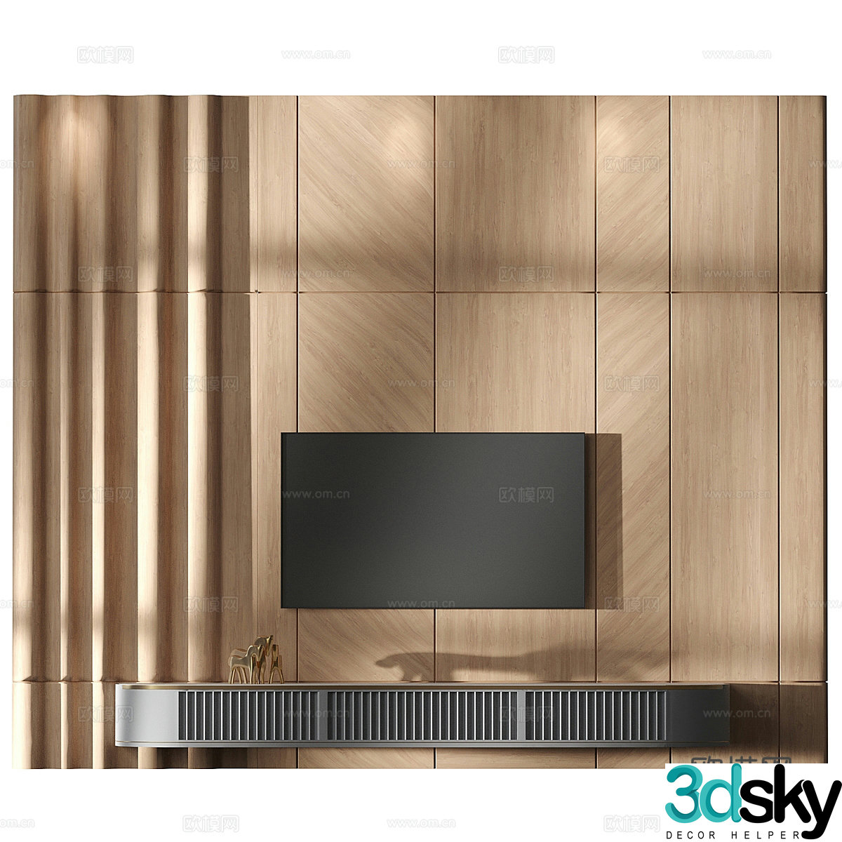 Modern Italian light luxury TV background wall 3d model