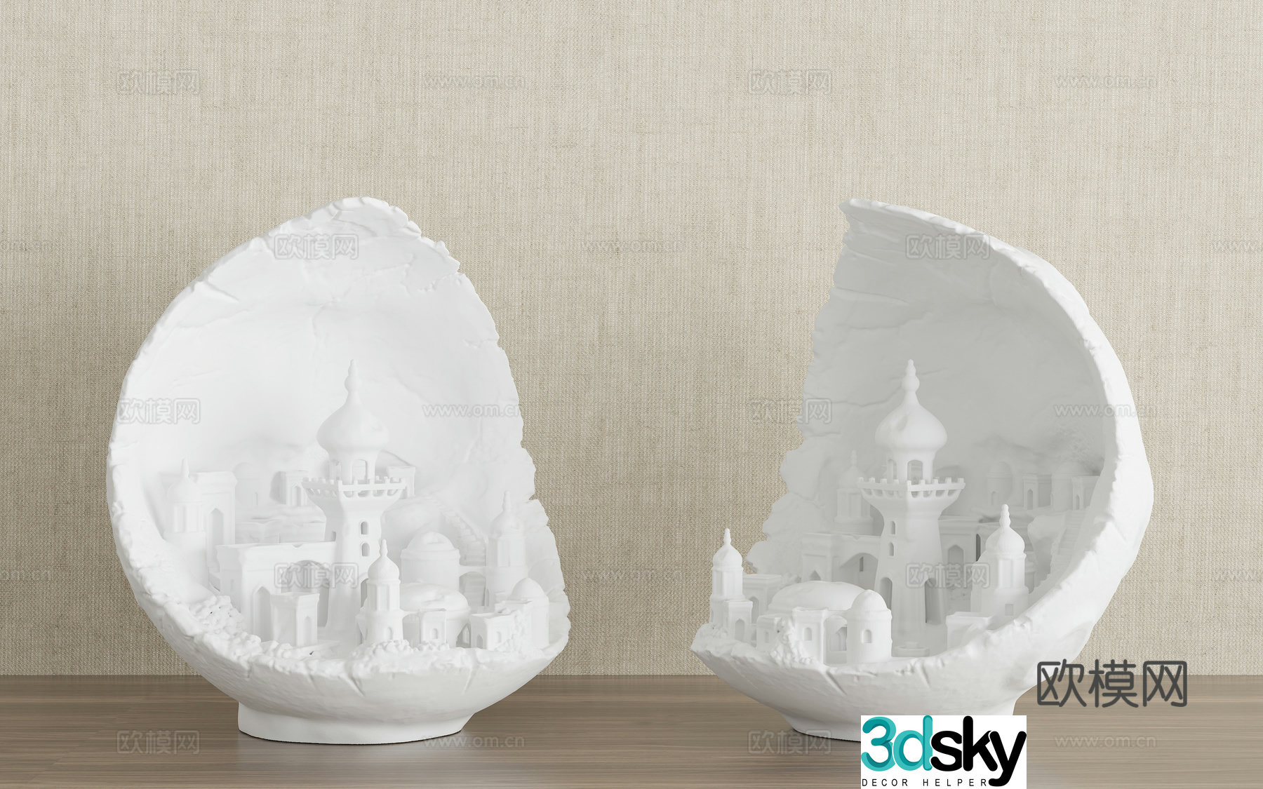 French cream ornament Desktop ornament Gypsum lamp Moon lamp Gypsum desk lamp ornament 3D model