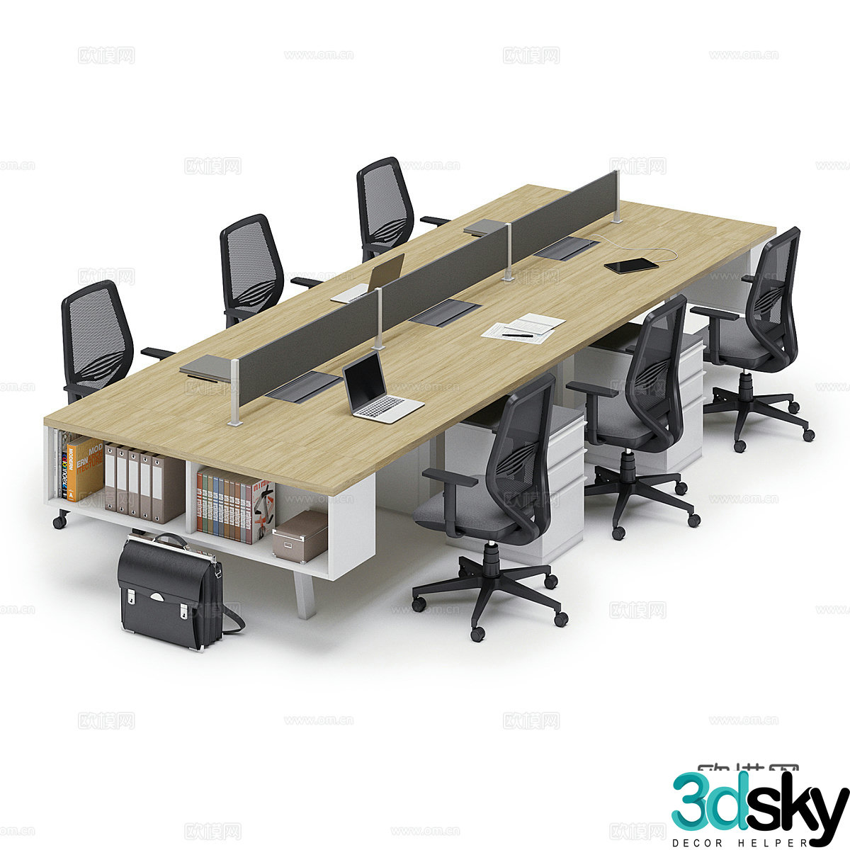 Multiple people office desk chair 3d model