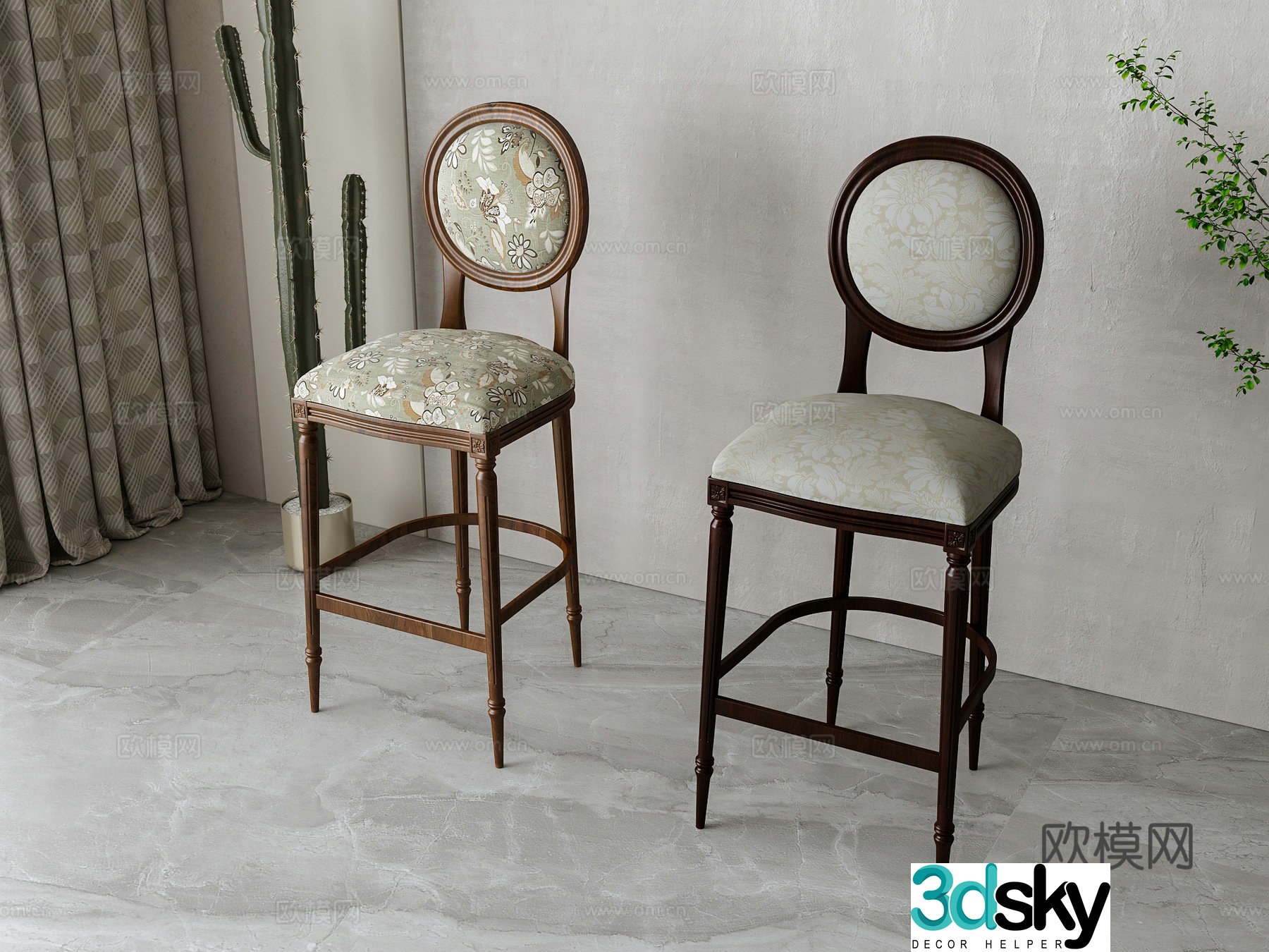 American bar chair 3d model