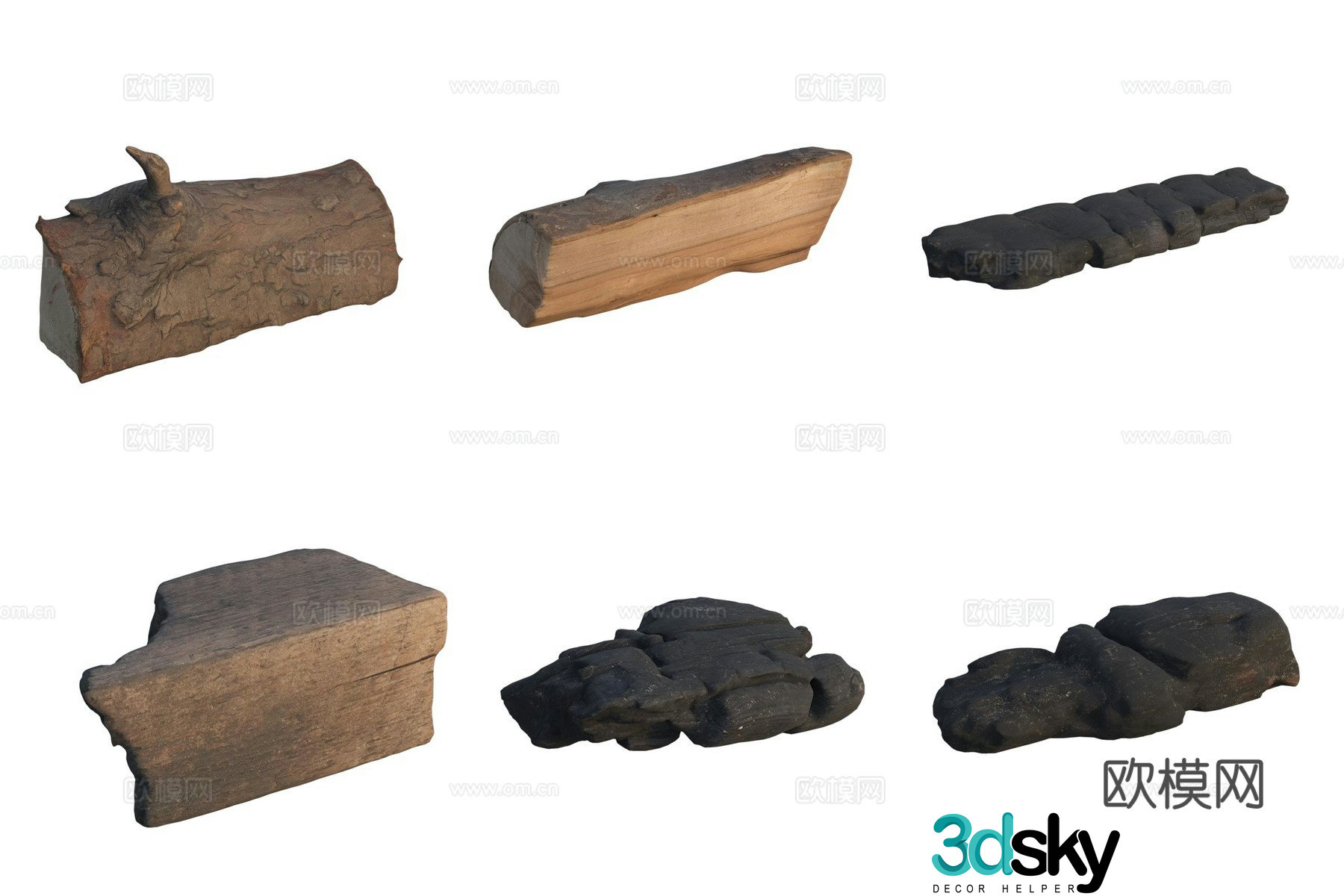 Firewood Wood Charcoal 3d model