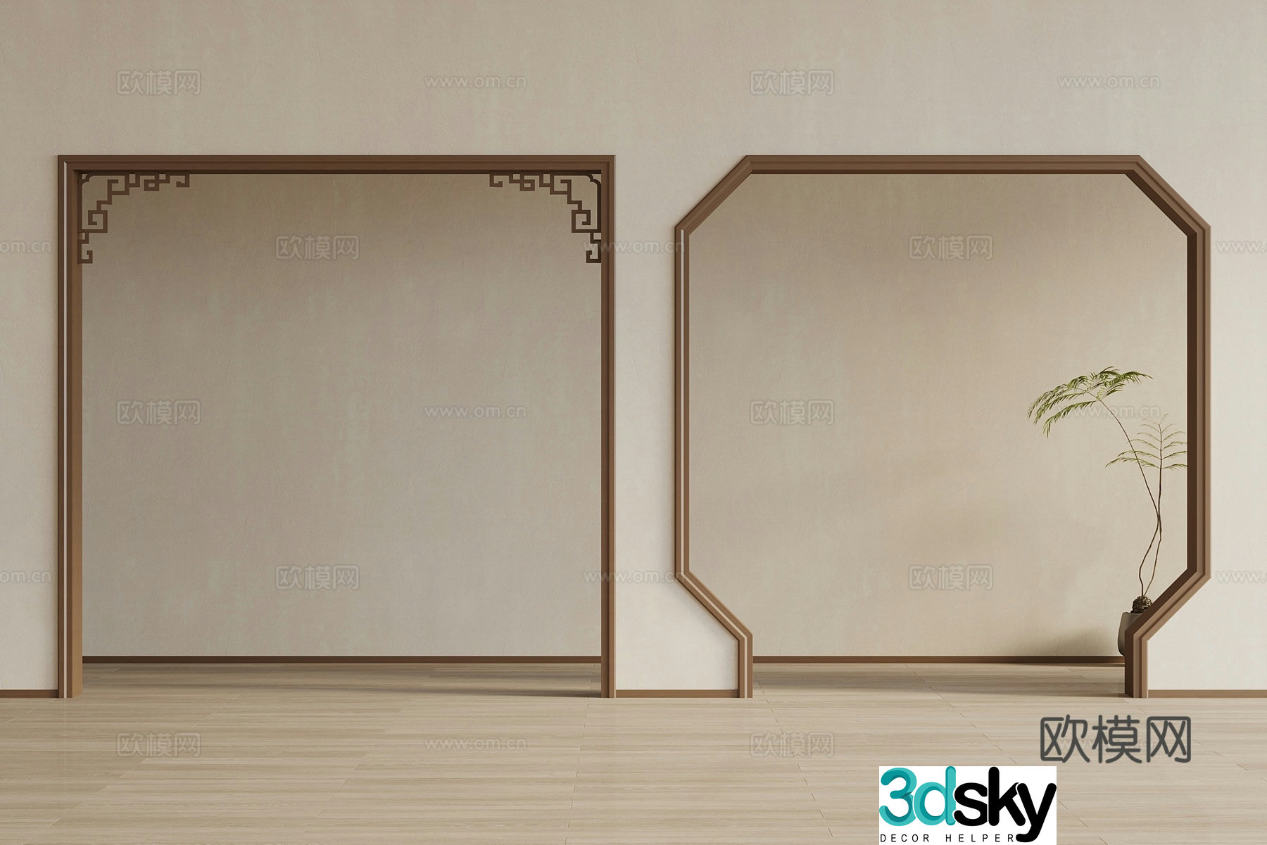 Chinese style New Chinese style Middle style Door cover Pass Line 3D model