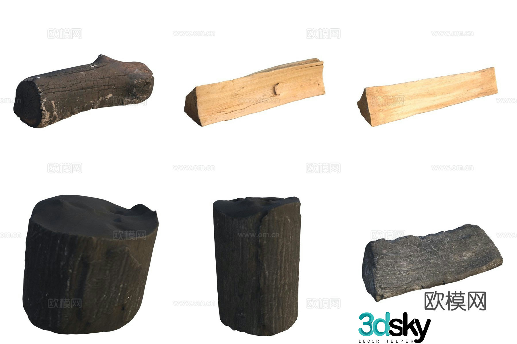 Firewood Wood Charcoal 3d model