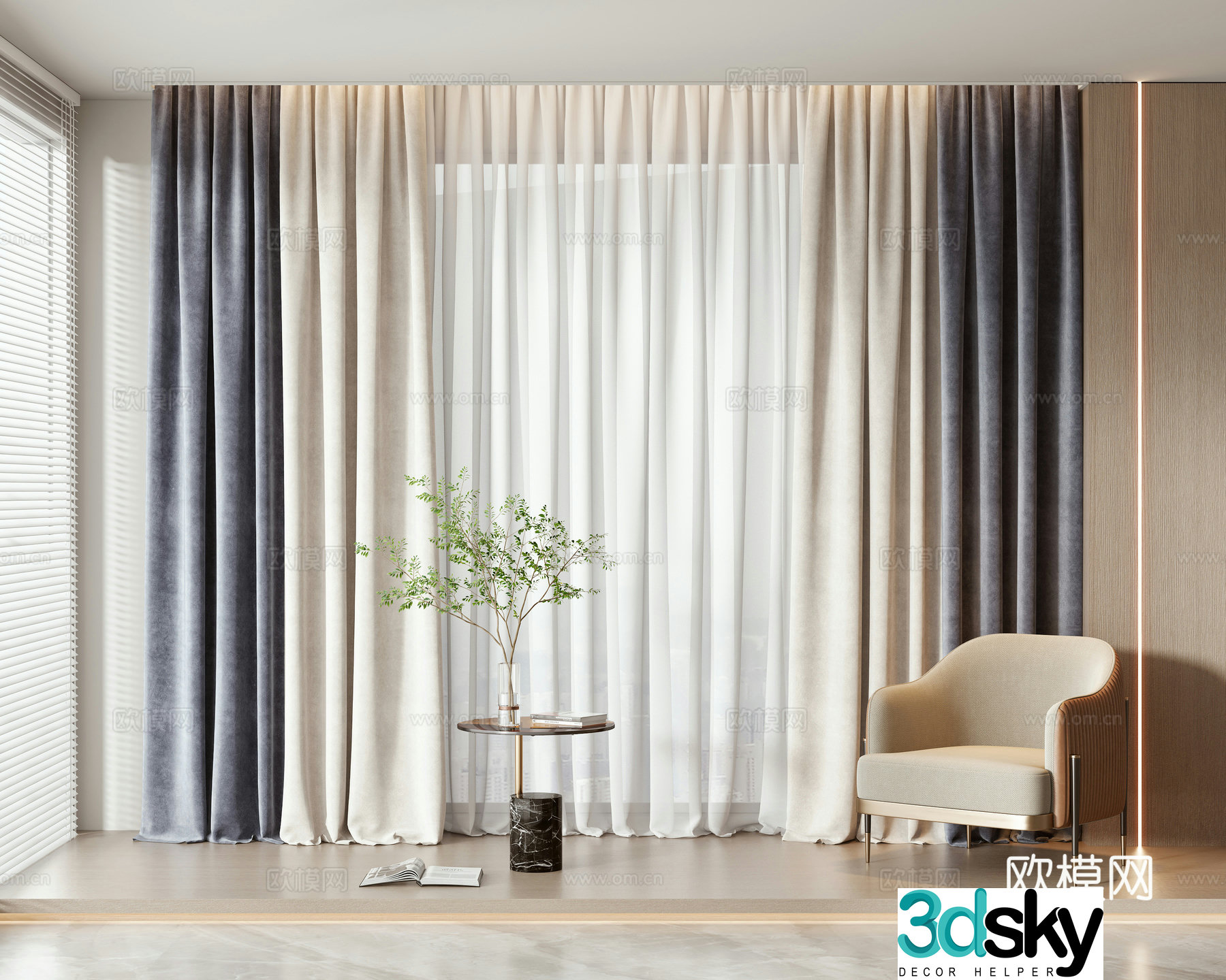 Modern curtain 3d model