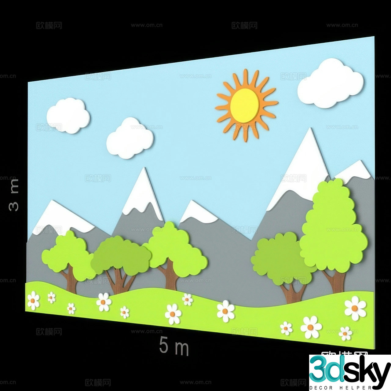 Children’s painting wall decoration 3d model