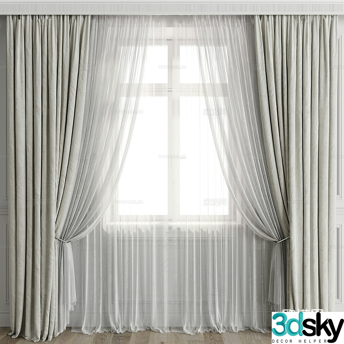 New Chinese style fabric curtain 3D model