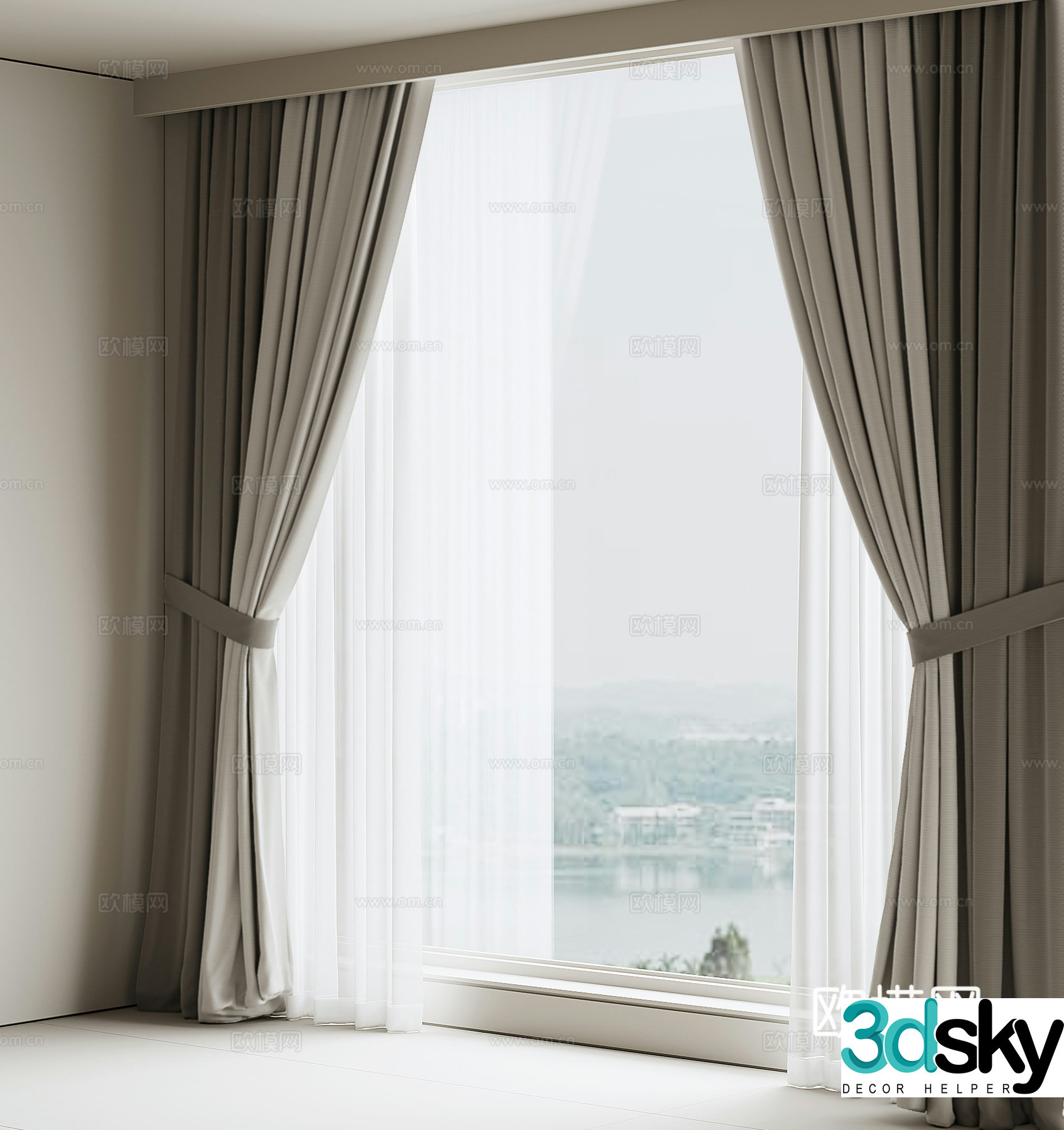 Modern fabric curtain 3d model