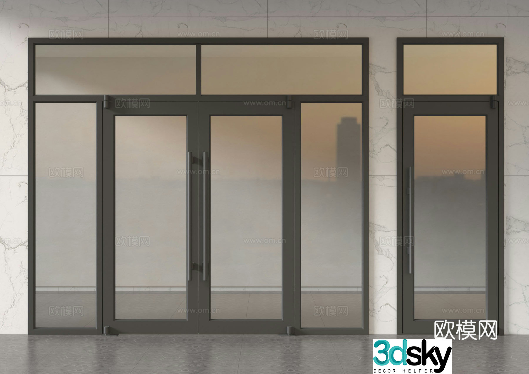 KFC Door Glass Door Double Open Door Single Open Door Entrance Door Store Door 3D Model