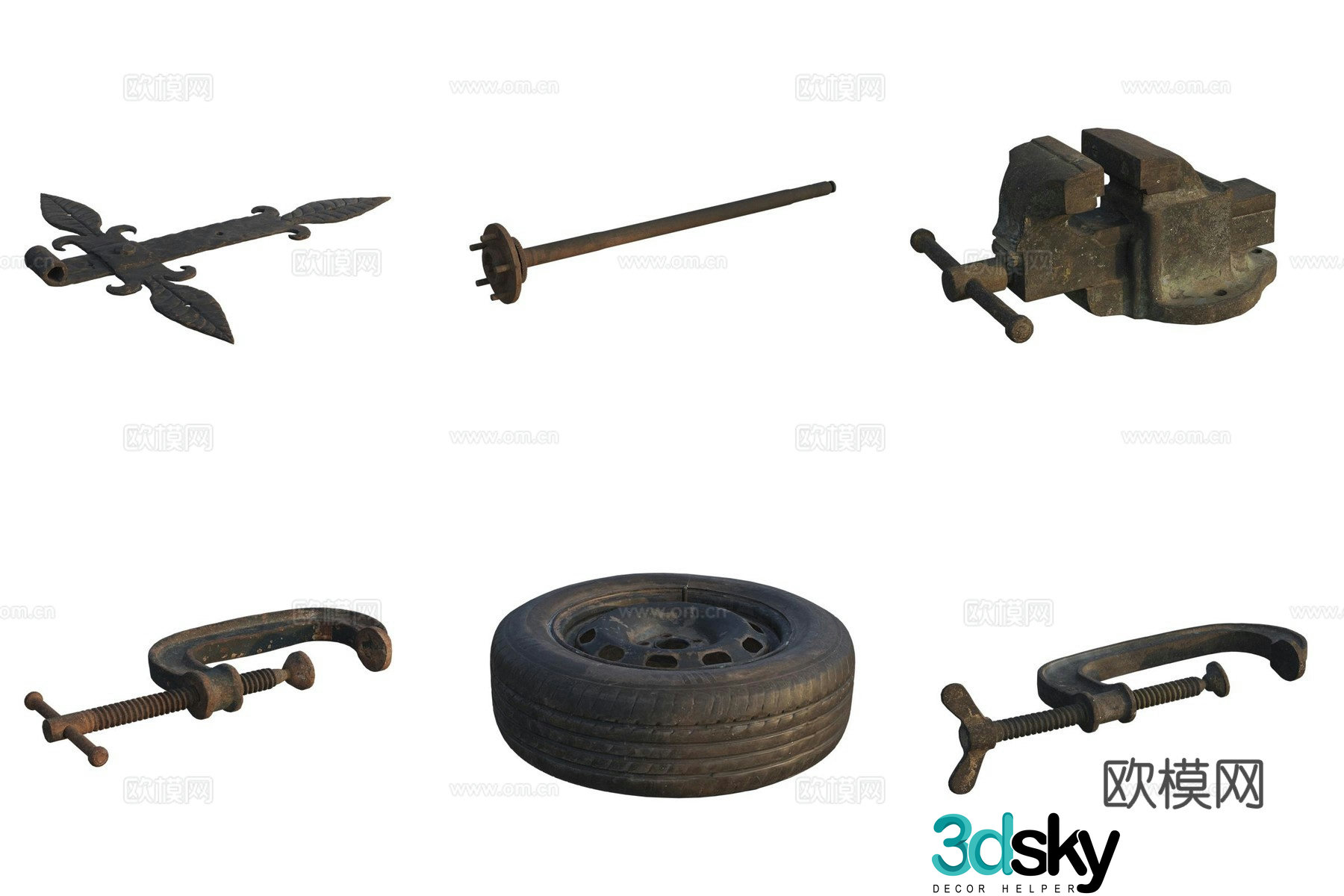Tools and accessories Auto repair parts tire 3D model