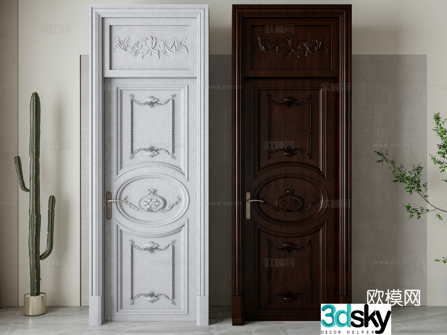 American bedroom single-door 3D model