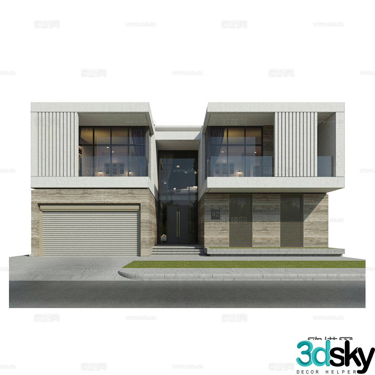 Modern villa exterior 3d model